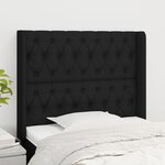 VIDAXL Tete de lit avec oreilles Noir 103x16x118/128 cm Tissu
