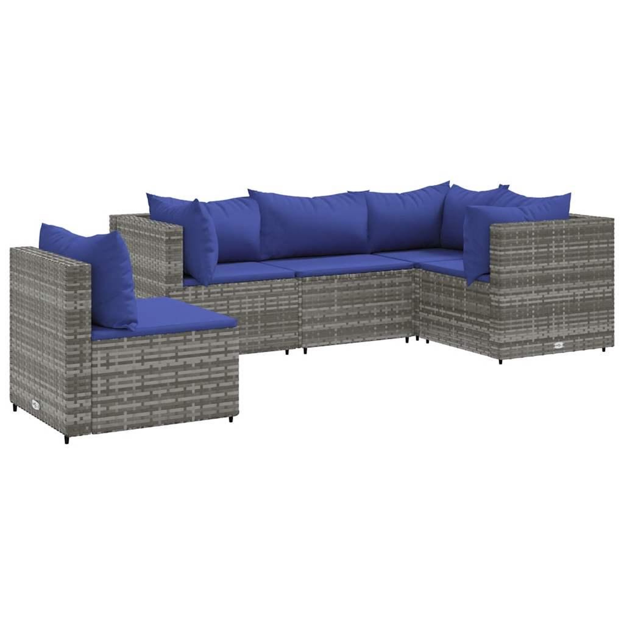 Voir la diapositive 2 : VIDAXL Salon de jardin 5 pcs avec coussins Gris Resine tressee