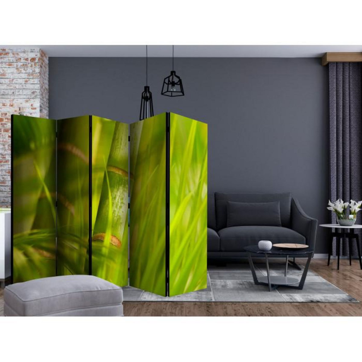 Paris Prix Paravent 5 Volets  Bamboo Nature Zen  172x225cm