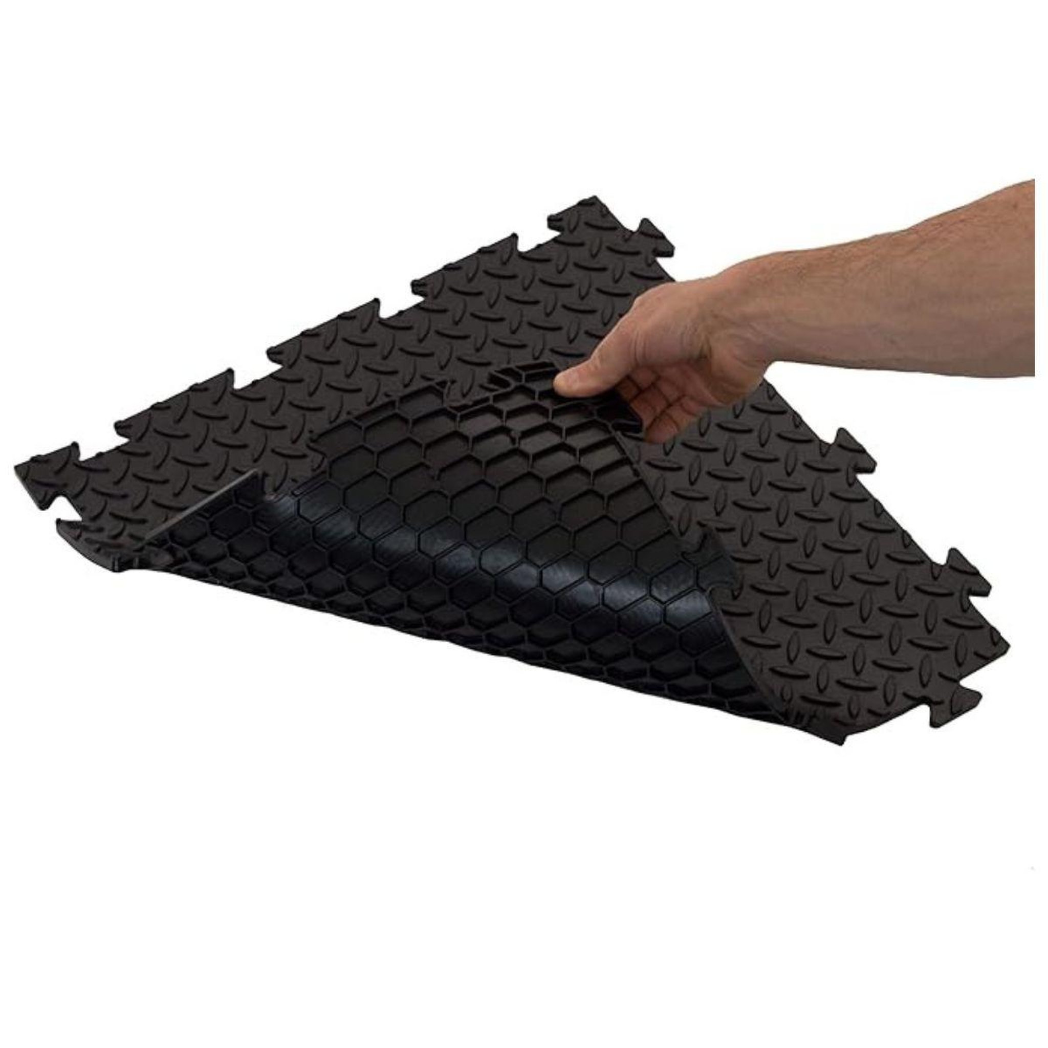 Voir la diapositive 3 : ART PLAST Dalle de sol pvc clipsable 50x50 cm sol antidérapant - revêtement de sol noir garage, atelier art plast