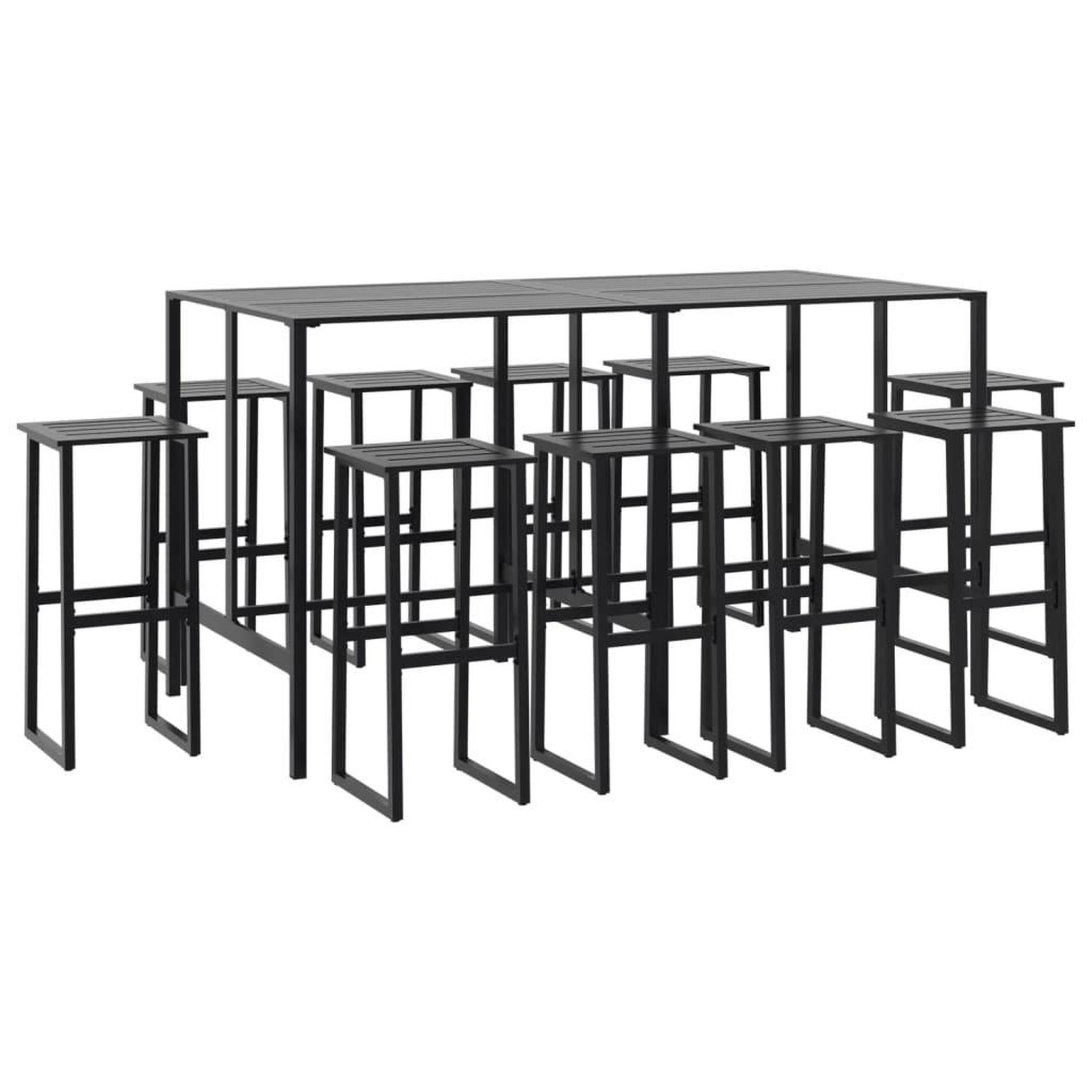 Voir la diapositive 2 : VIDAXL Ensemble de bar de jardin 11 pcs noir acier enduit de poudre