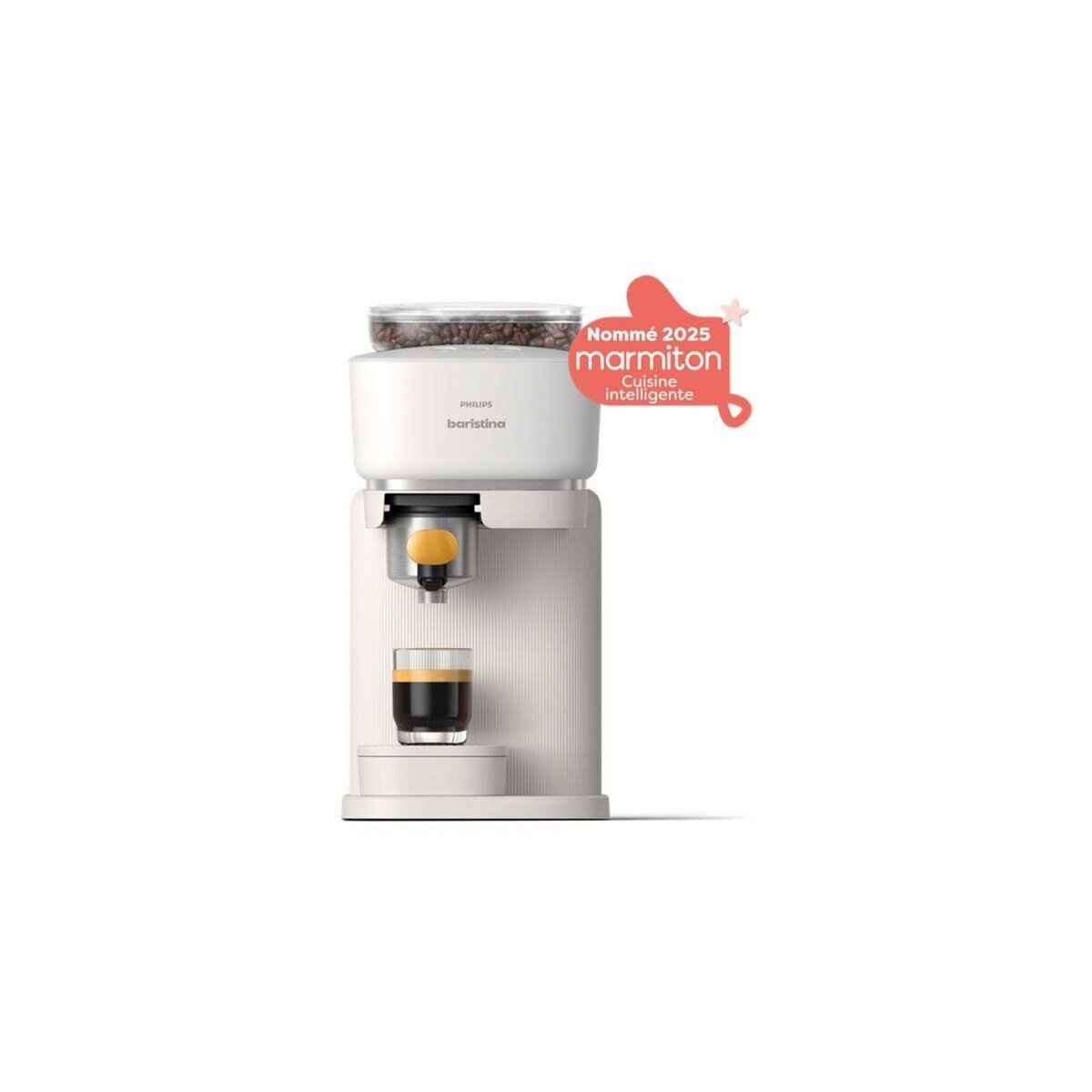Philips Machine à expresso Baristina BAR300/03 cafetière à grain Blanche + Porte-filtre jaune mangue