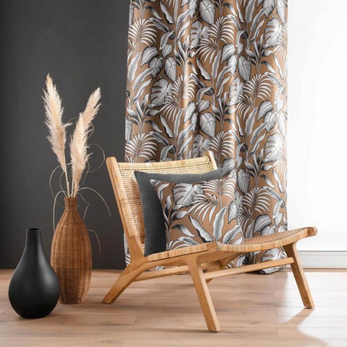 Paris Prix Rideau à Œillets Imprimé  Cabana  140x260cm Camel