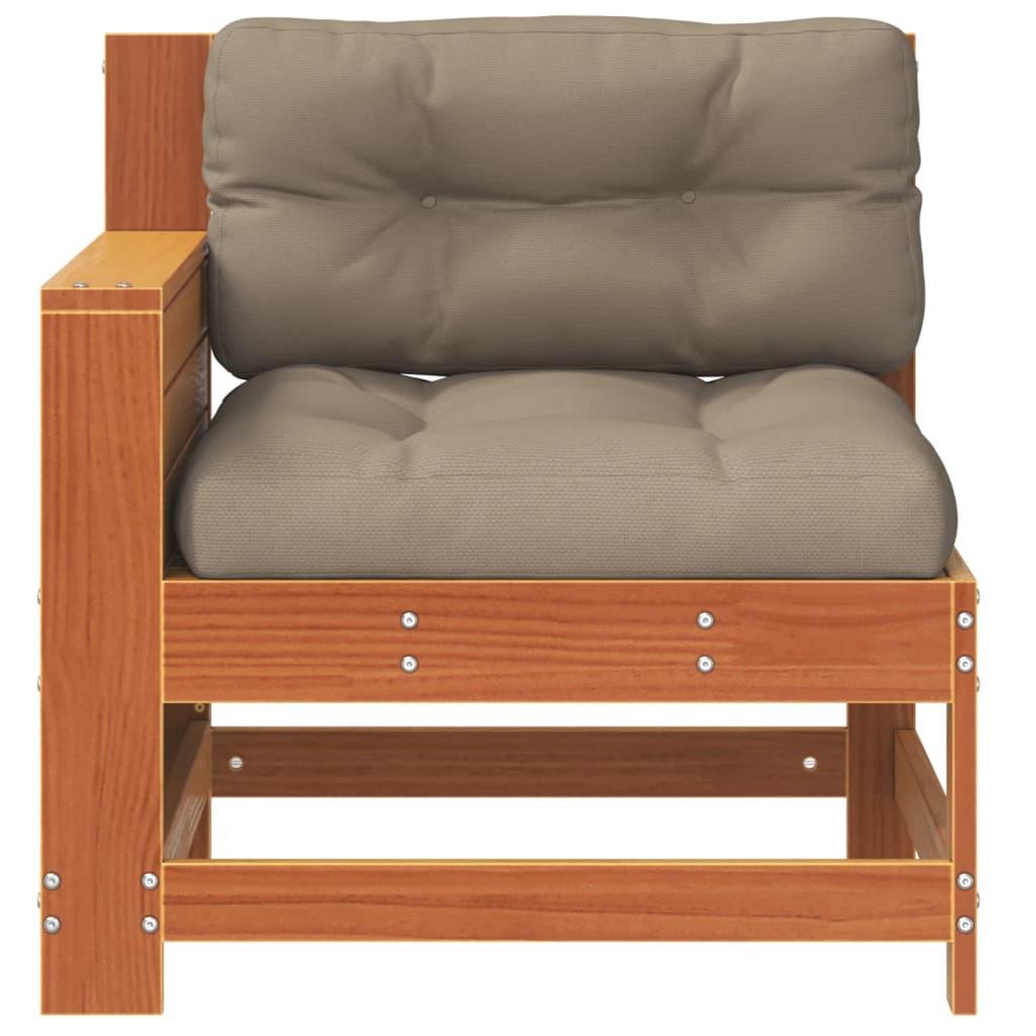 Voir la diapositive 4 : VIDAXL Canape de jardin accoudoir coussins cire marron bois pin massif