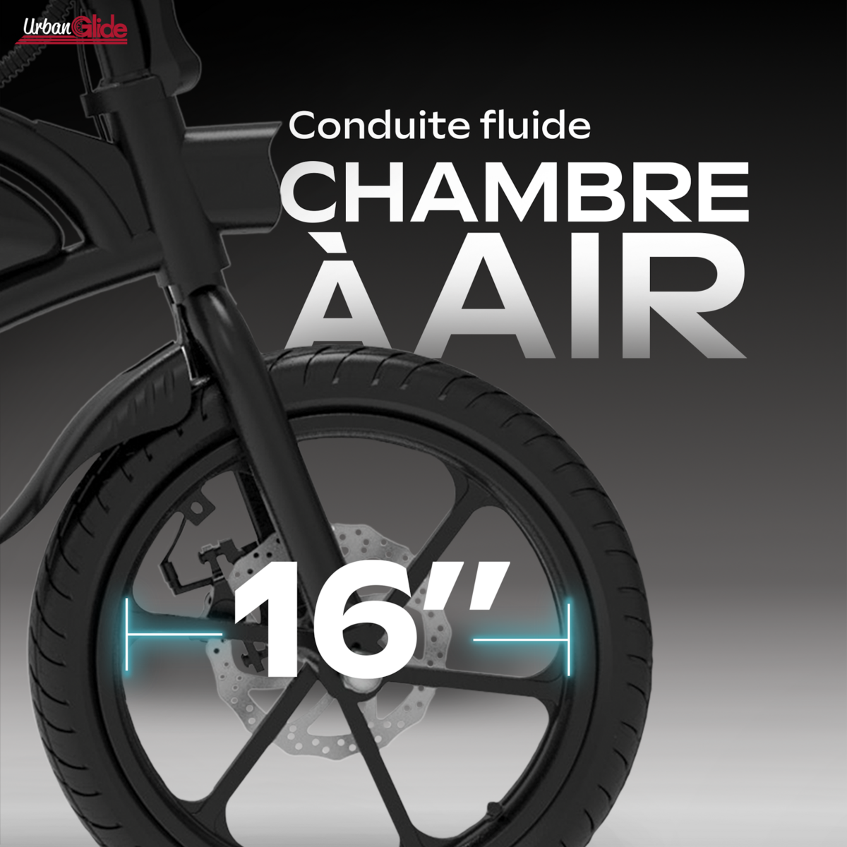 URBANGLIDE Vélo Électrique UrbanGlide Bike 160, 25 km/h, Autonomie 20 km, Roues 16 pouces, Freins à disque, Draisienne Pliable Adulte