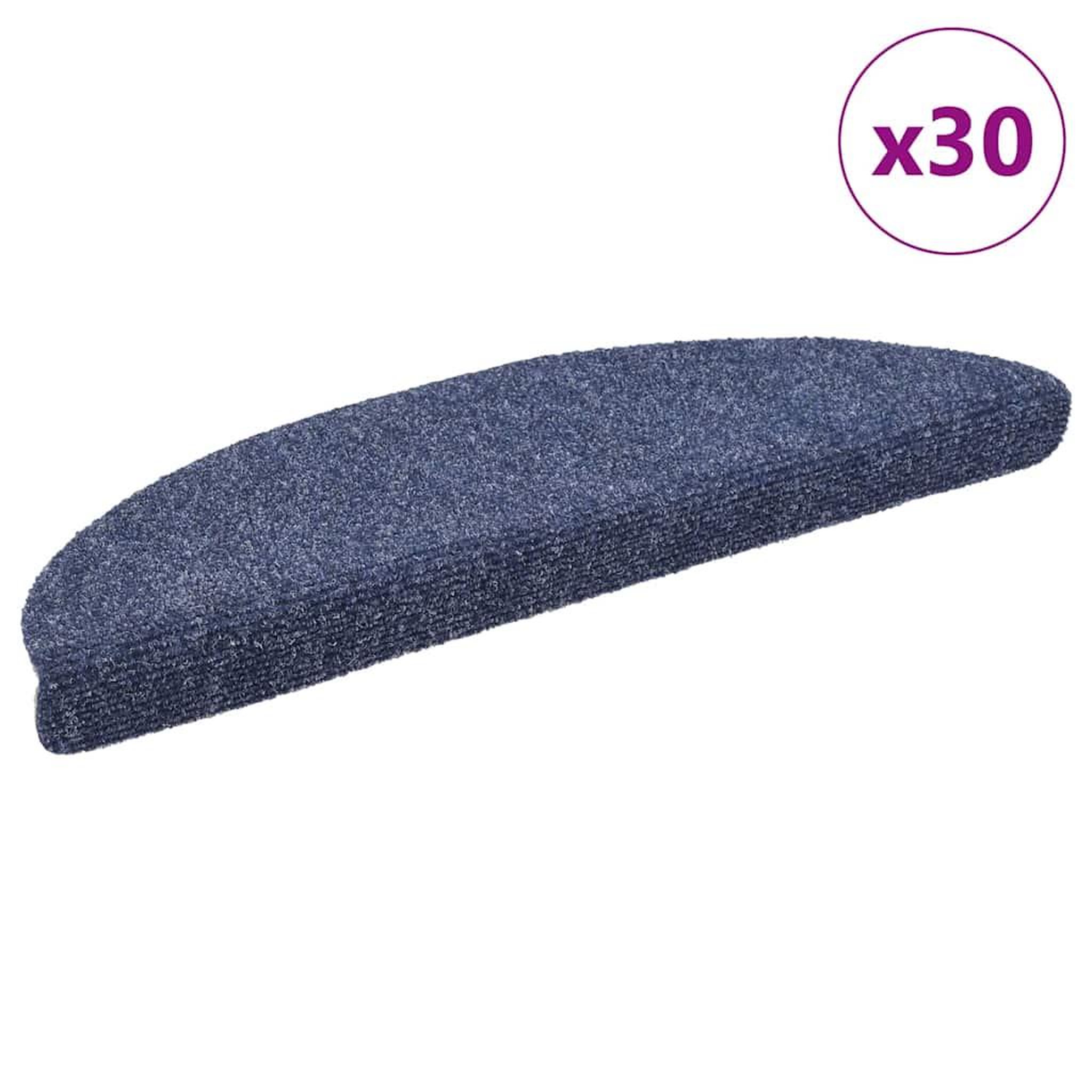 VIDAXL Tapis d'escalier auto-adhesifs 30 pcs bleu 56x17x3 cm