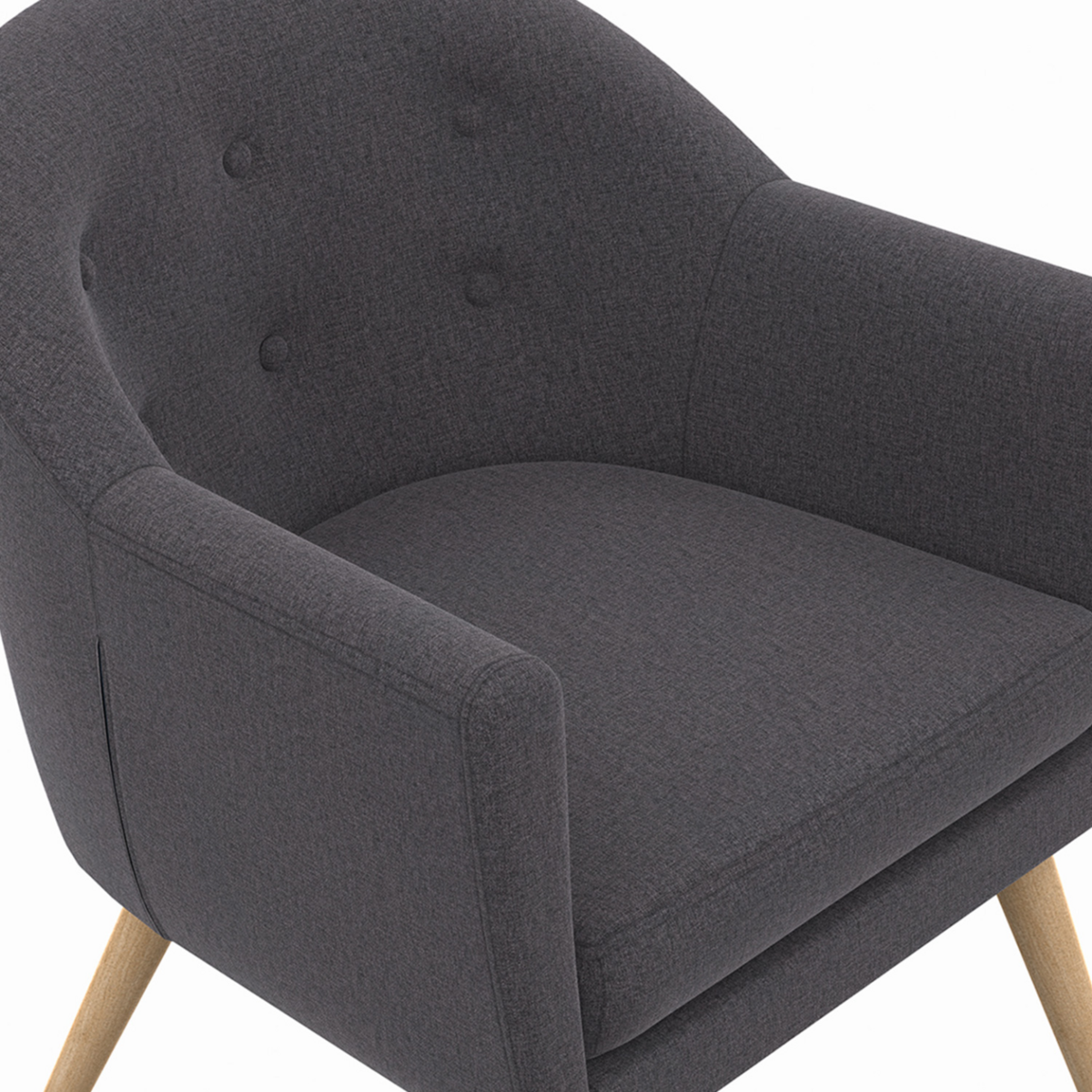 ID MARKET Fauteuil scandinave OLAN cabriolet en tissu gris anthracite