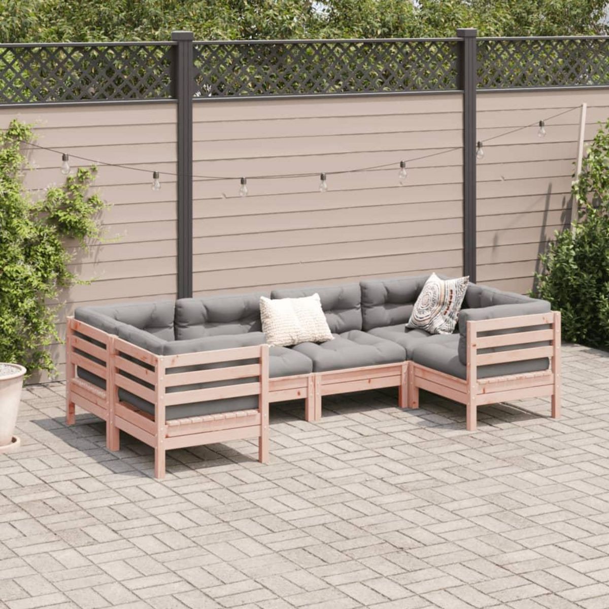 VIDAXL Salon de jardin 6 pcs et coussins bois massif sapin de douglas