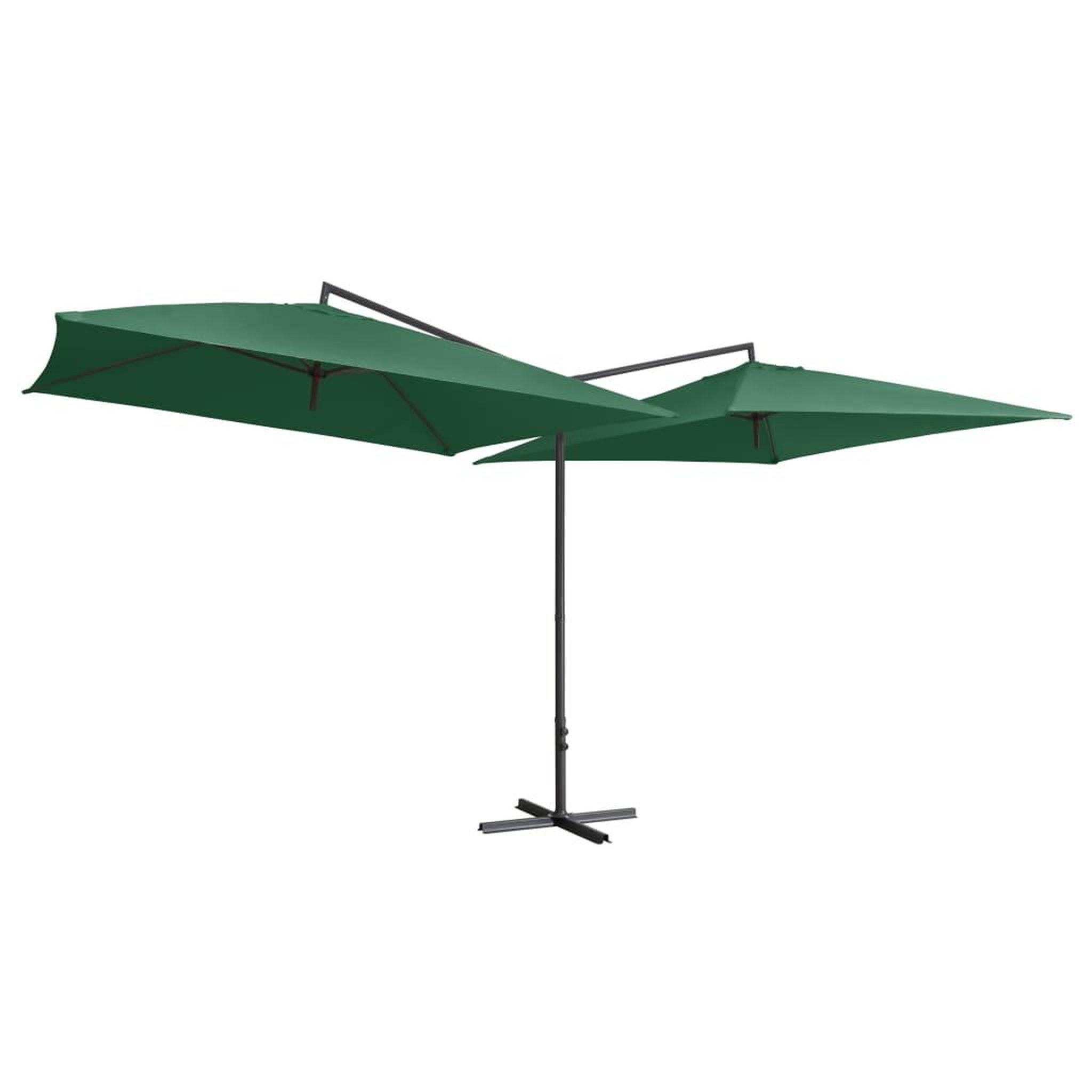 Voir la diapositive 2 : VIDAXL Parasol double avec mat en acier 250 x 250 cm Vert