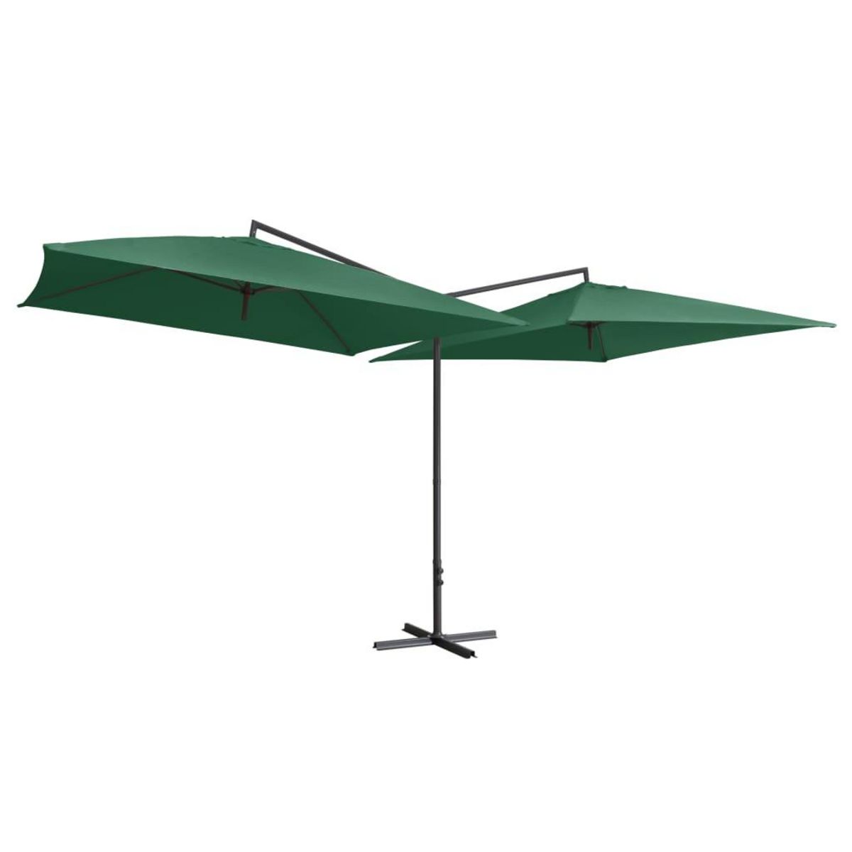 VIDAXL Parasol double avec mat en acier 250 x 250 cm Vert