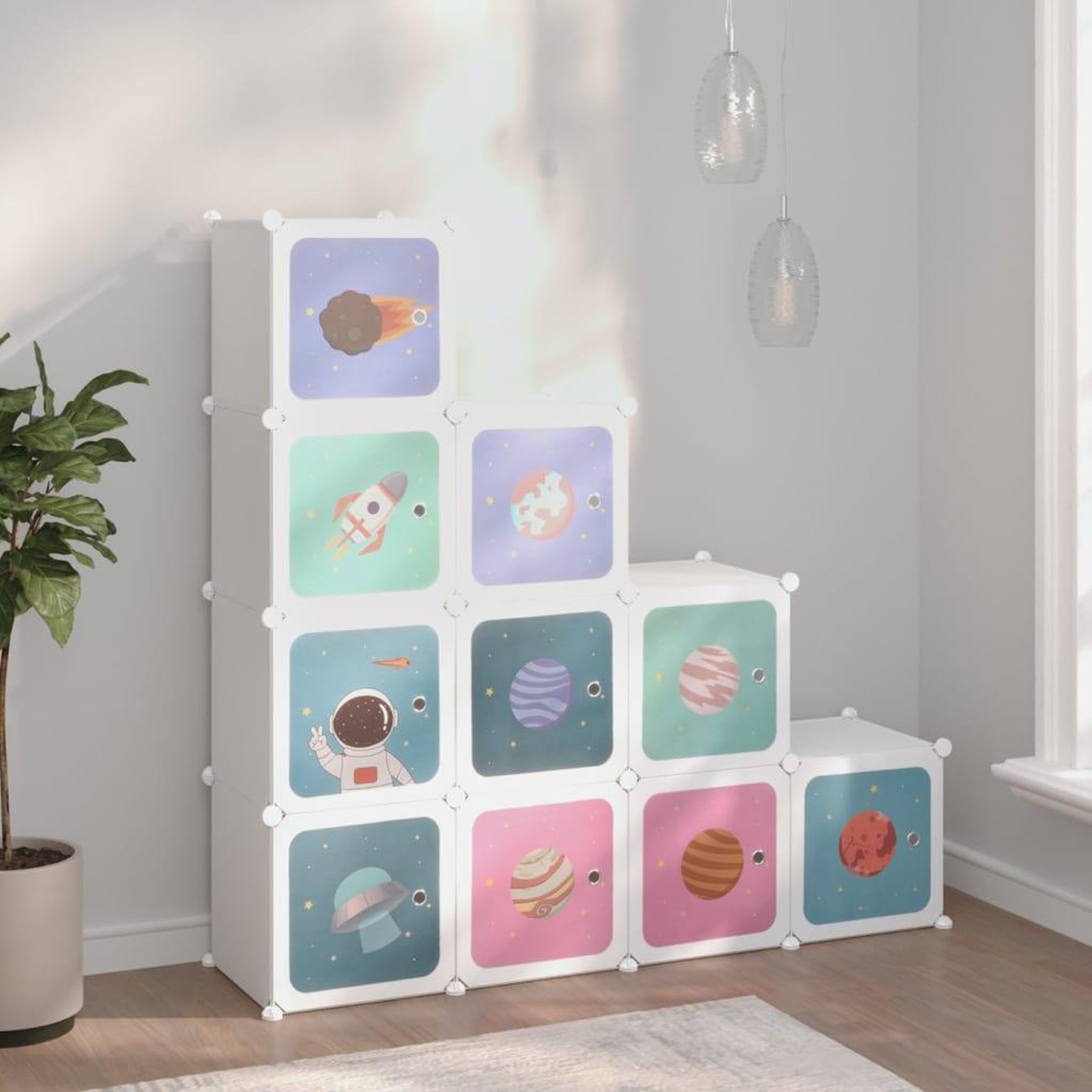 Voir la diapositive 1 : VIDAXL Armoire de rangement pour enfants avec 10 cubes Blanc PP