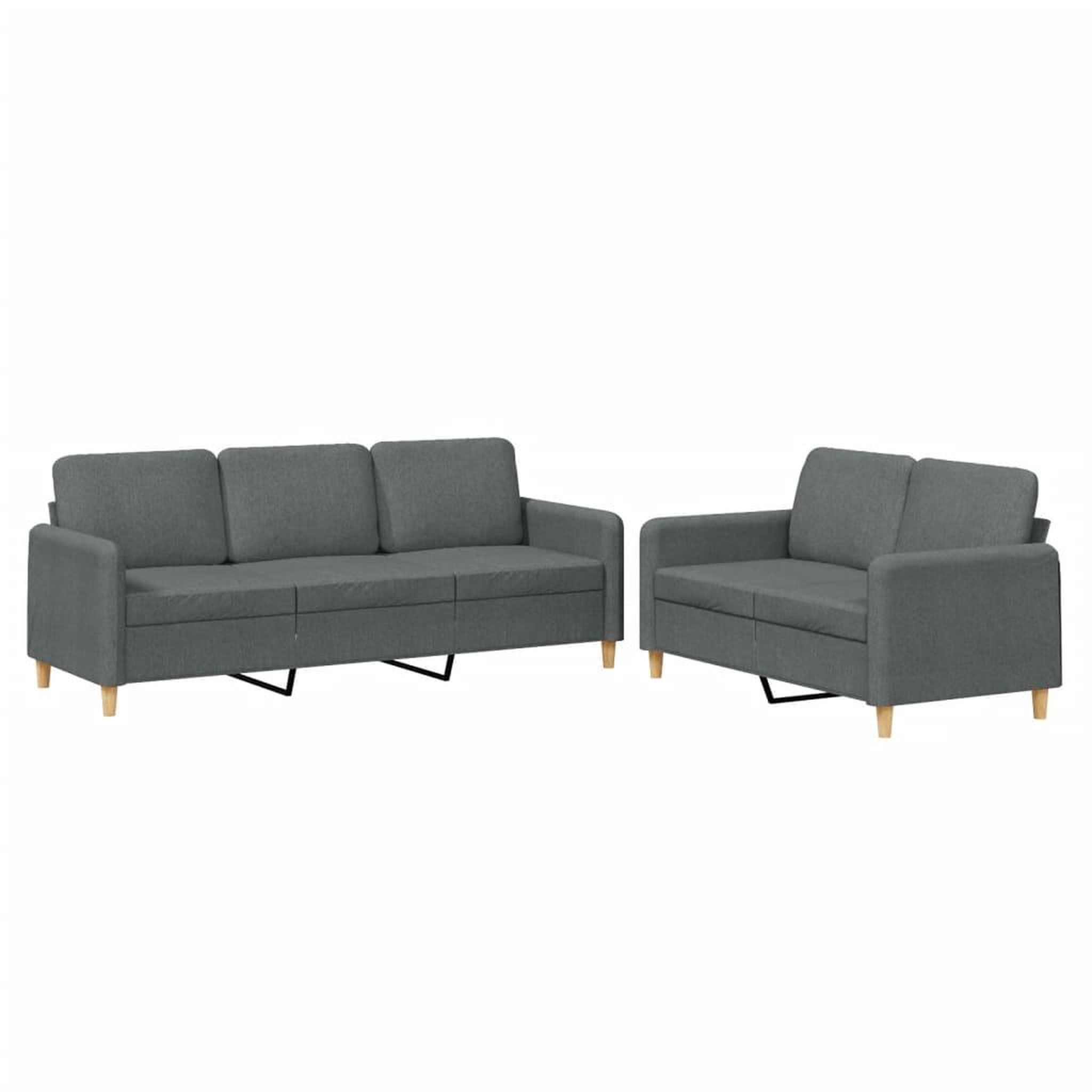 Voir la diapositive 2 : VIDAXL Ensemble de canapes 2 pcs avec coussins Gris fonce Tissu