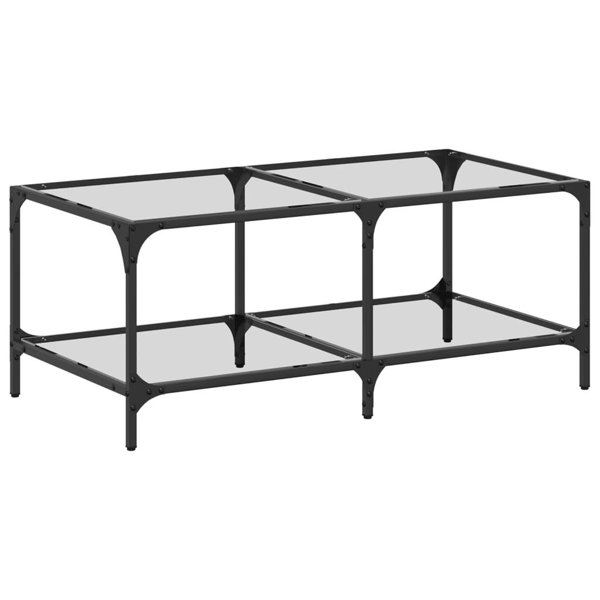 Voir la diapositive 2 : VIDAXL Table basse avec dessus en verre transparent 98,5x50x40cm acier