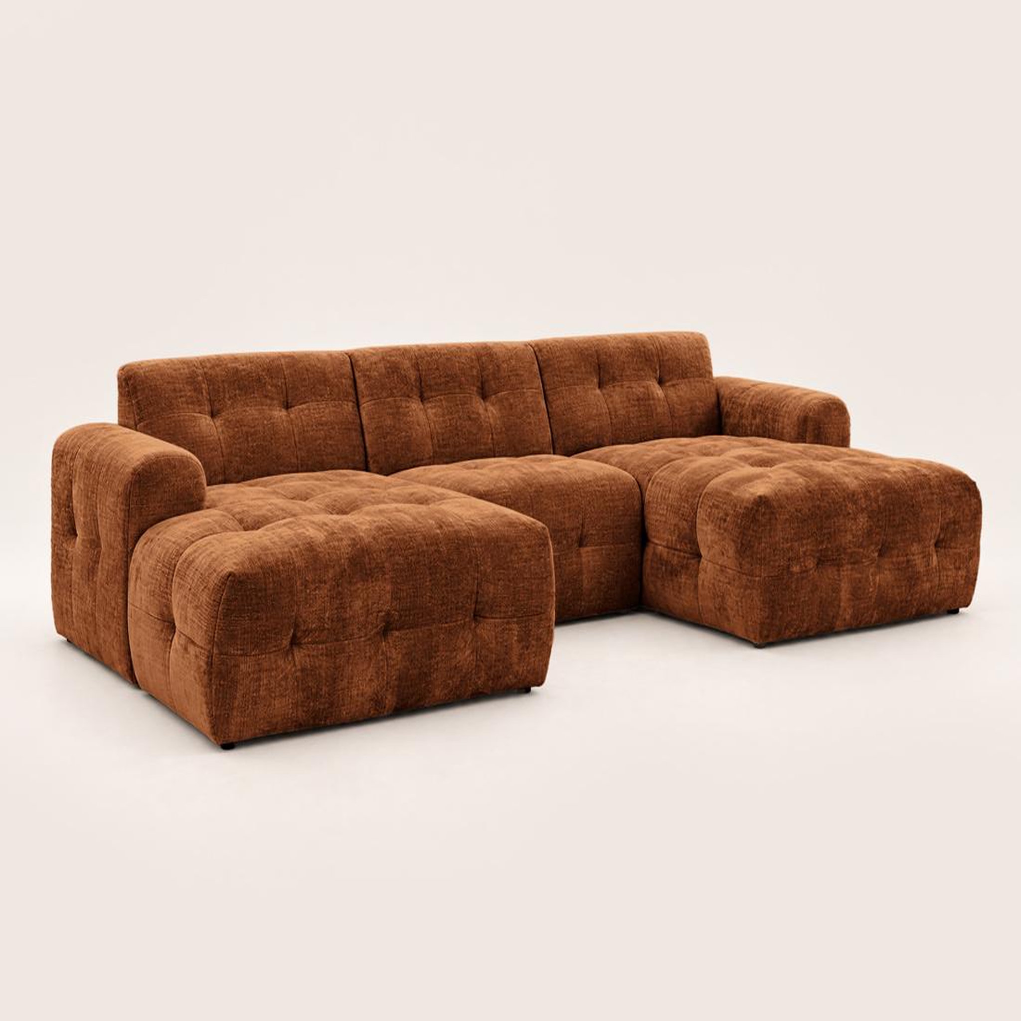 Voir la diapositive 6 : BEST MOBILIER Diane - canapé panoramique en u 6 places en velours texturé