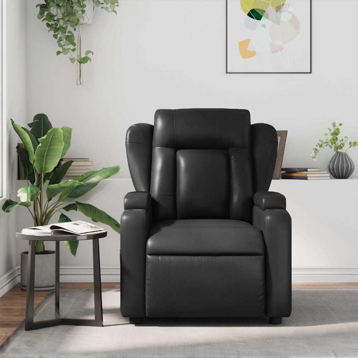 VIDAXL Fauteuil de massage inclinable Noir Similicuir