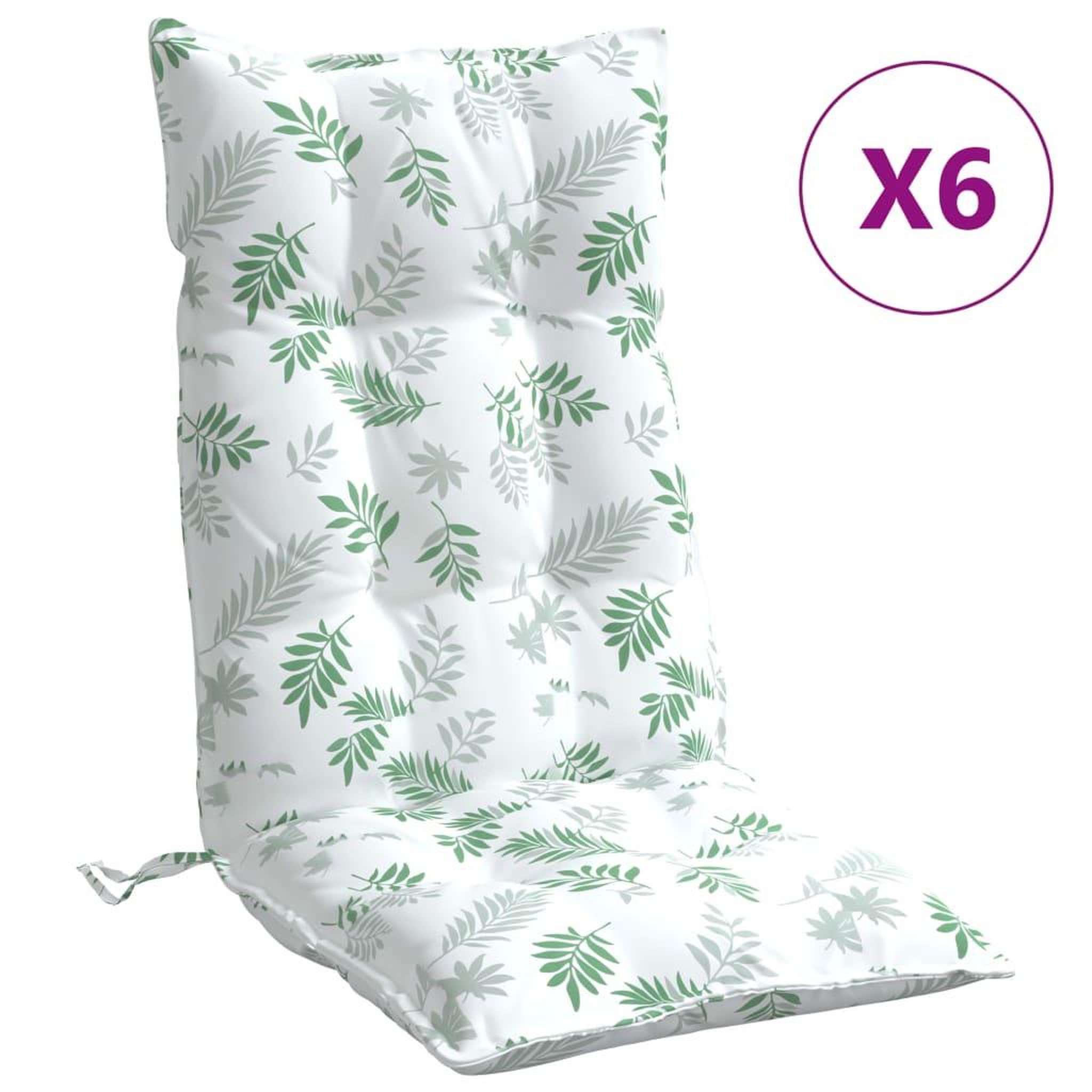 Voir la diapositive 2 : VIDAXL Coussins de chaise a dossier haut lot de 6 modele de feuille