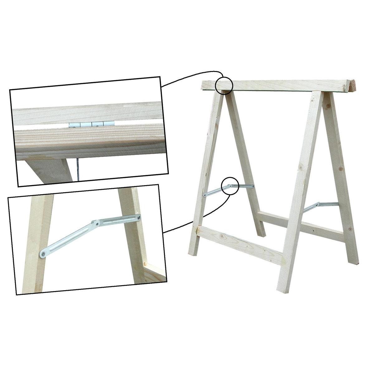 OUTIFRANCE Tréteau bois 75x75 cm pin traité