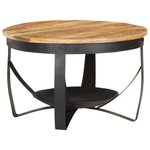 VIDAXL Table basse Ø68x43 cm Bois de manguier brut