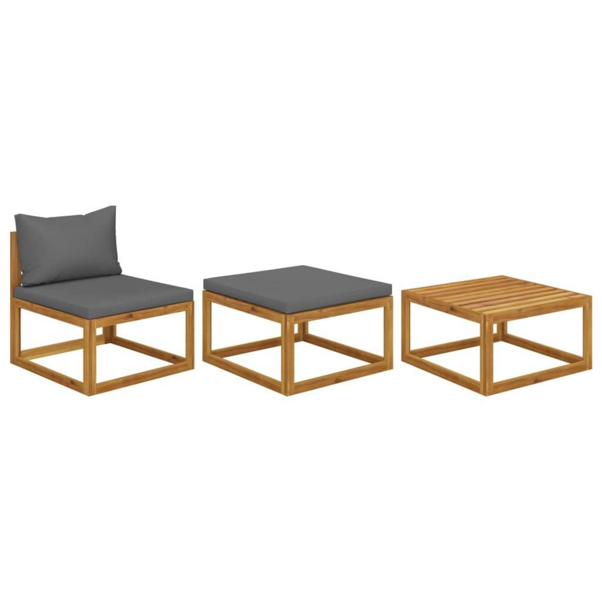 VIDAXL Salon de jardin 3 pcs avec coussins Bois d'acacia solide