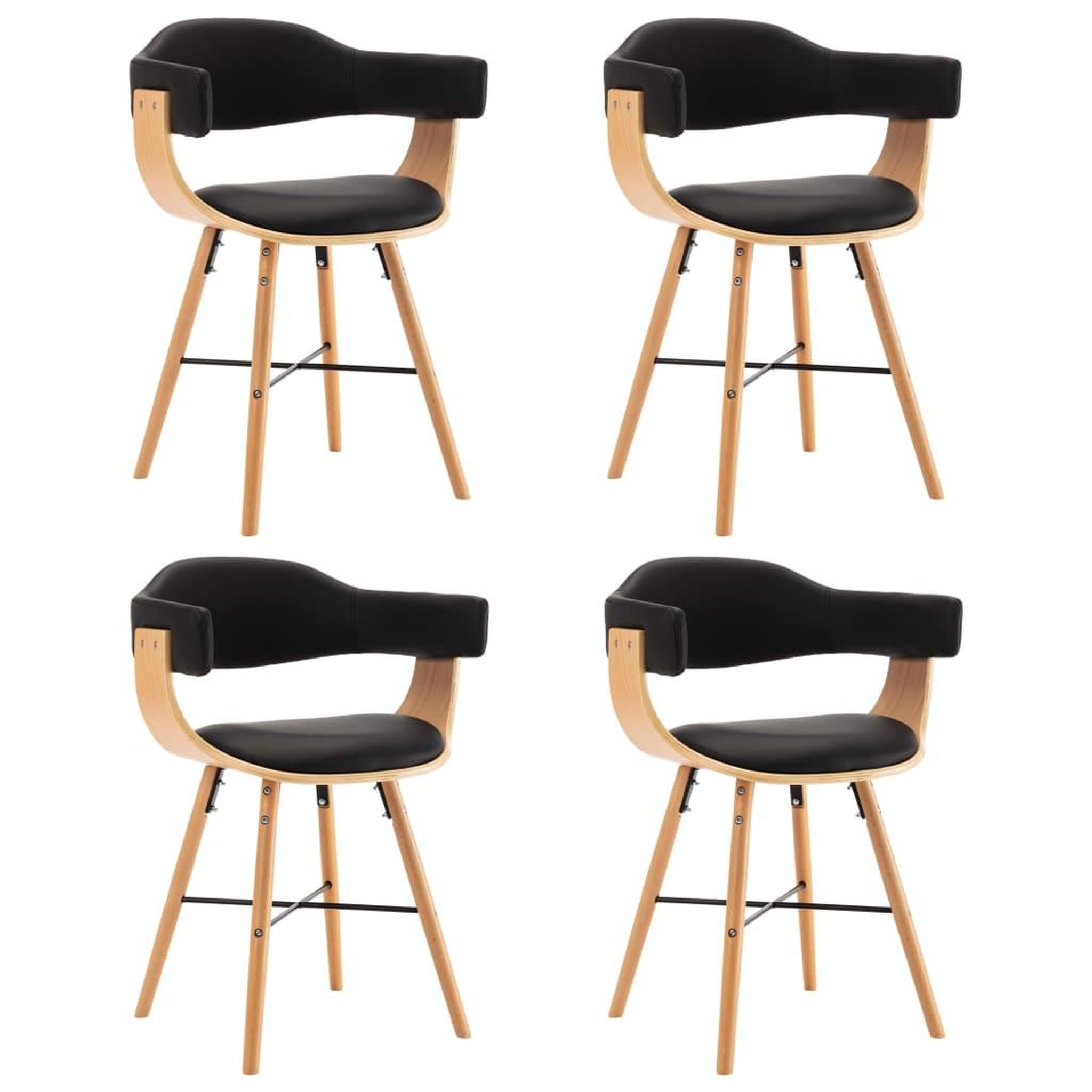Voir la diapositive 1 : VIDAXL Chaises a manger lot de 4 noir similicuir et bois courbe