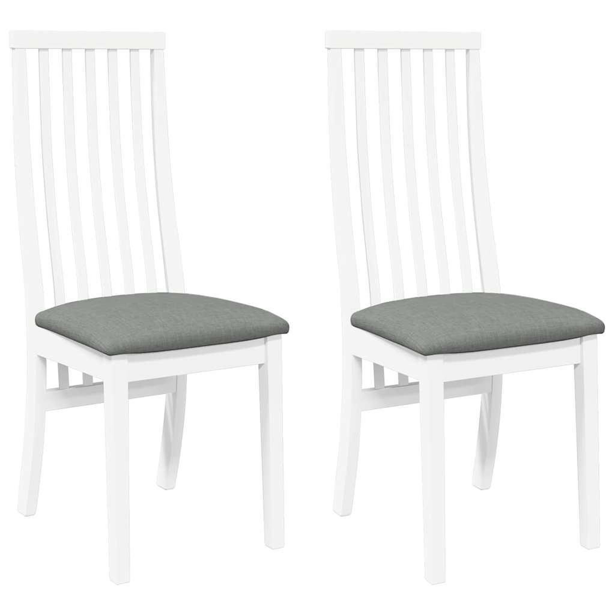Voir la diapositive 2 : VIDAXL Chaises a manger coussins 2 pcs blanc bois massif caoutchouc