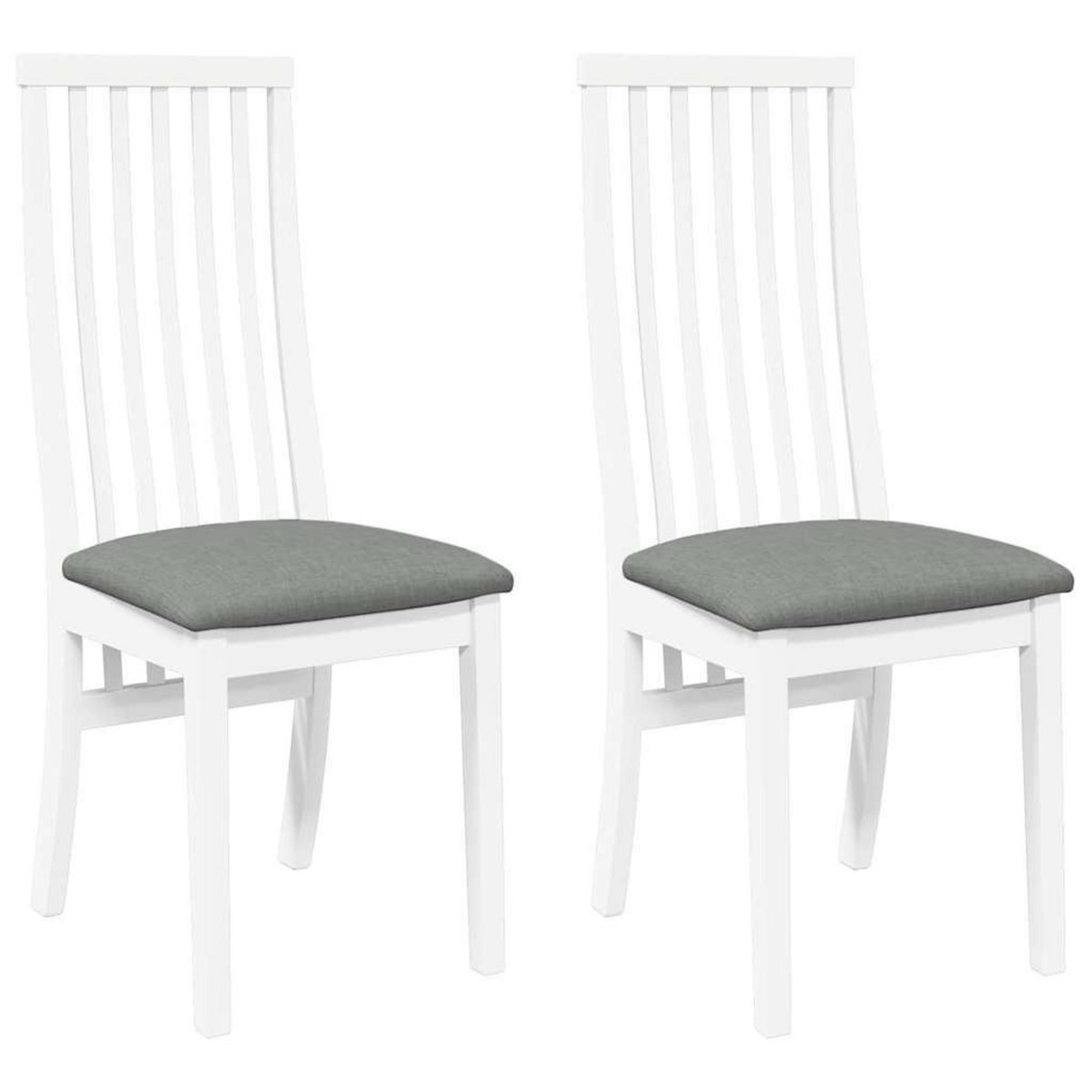 VIDAXL Chaises a manger coussins 2 pcs blanc bois massif caoutchouc