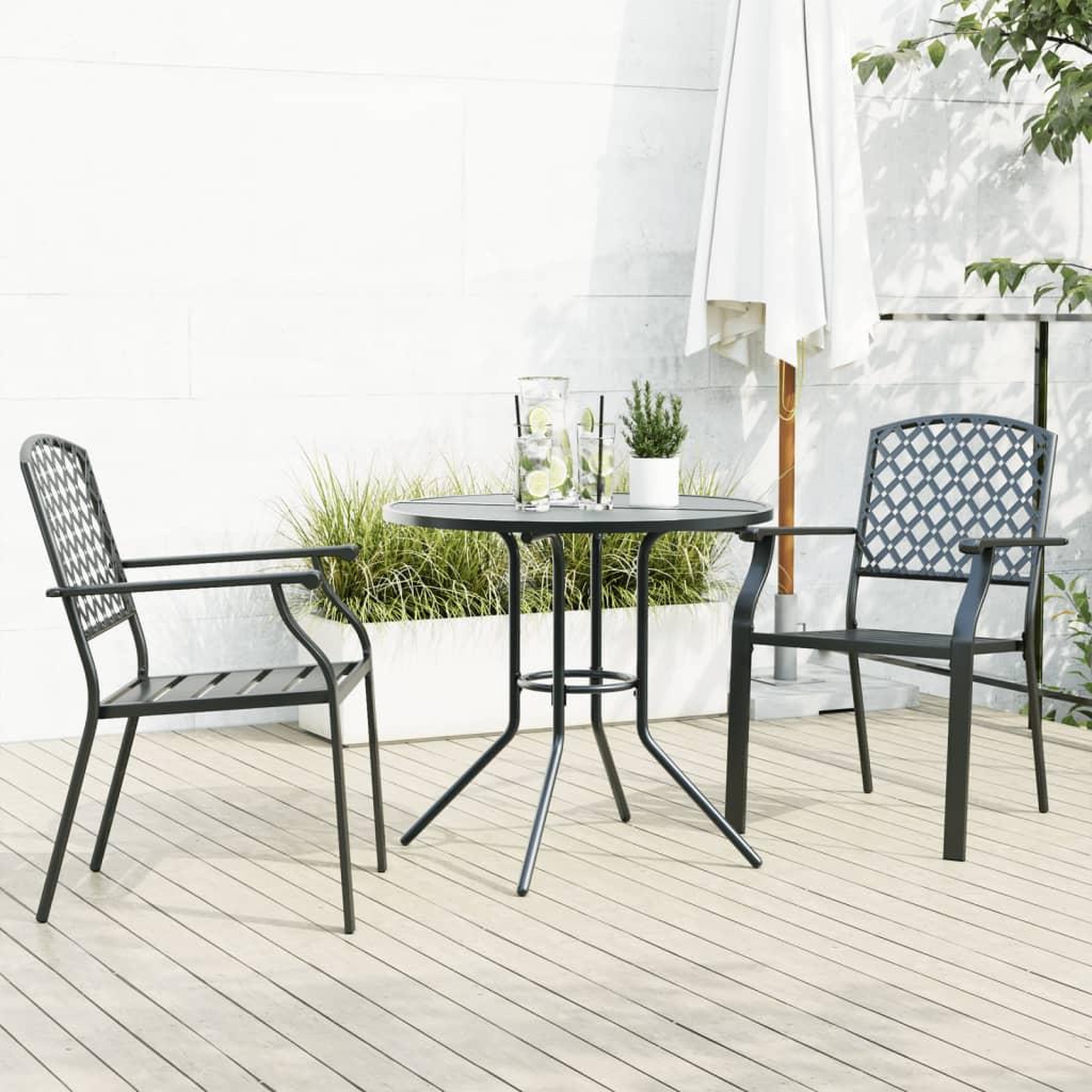VIDAXL Ensemble de chaises de jardin empilables 3 pcs anthracite