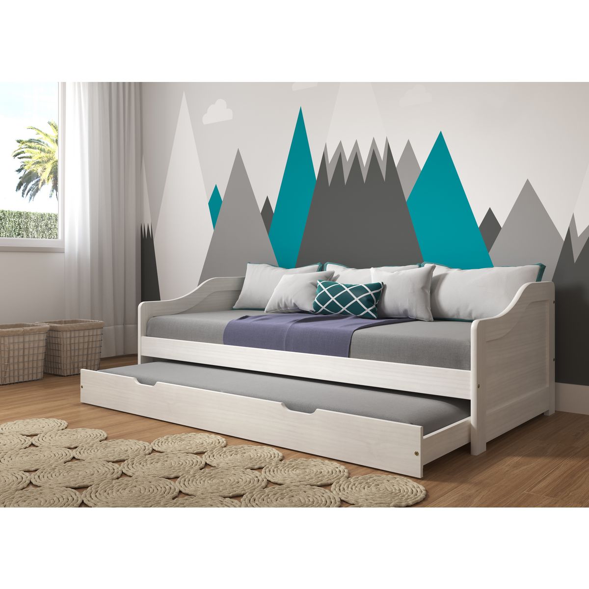 Lit banquette gigogne 2 couchages 90x200cm ANDREA