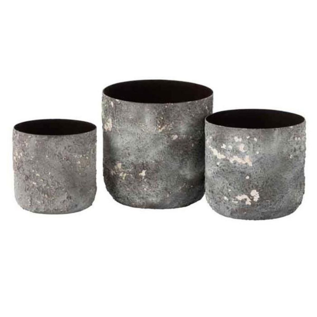 Paris Prix Lot de 3 Cache-Pots en Métal  Effy  18cm Gris