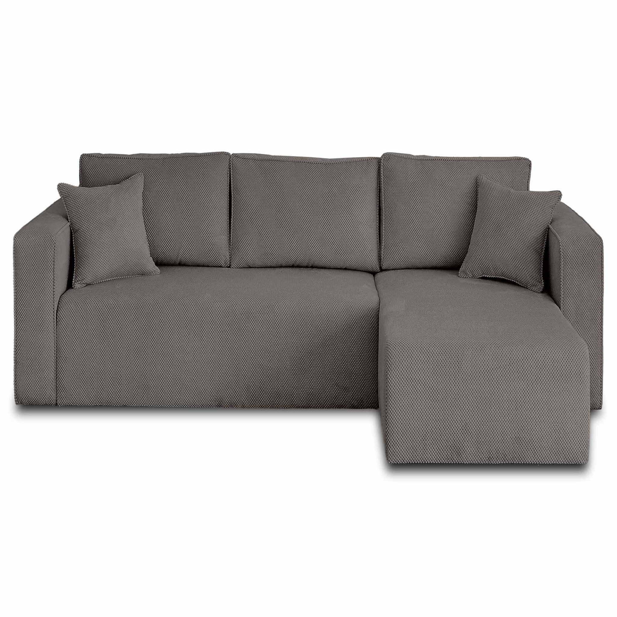 Voir la diapositive 1 : BEST MOBILIER Topaze - canapé d'angle réversible - 4 places - convertible avec coffre - en velours texturé