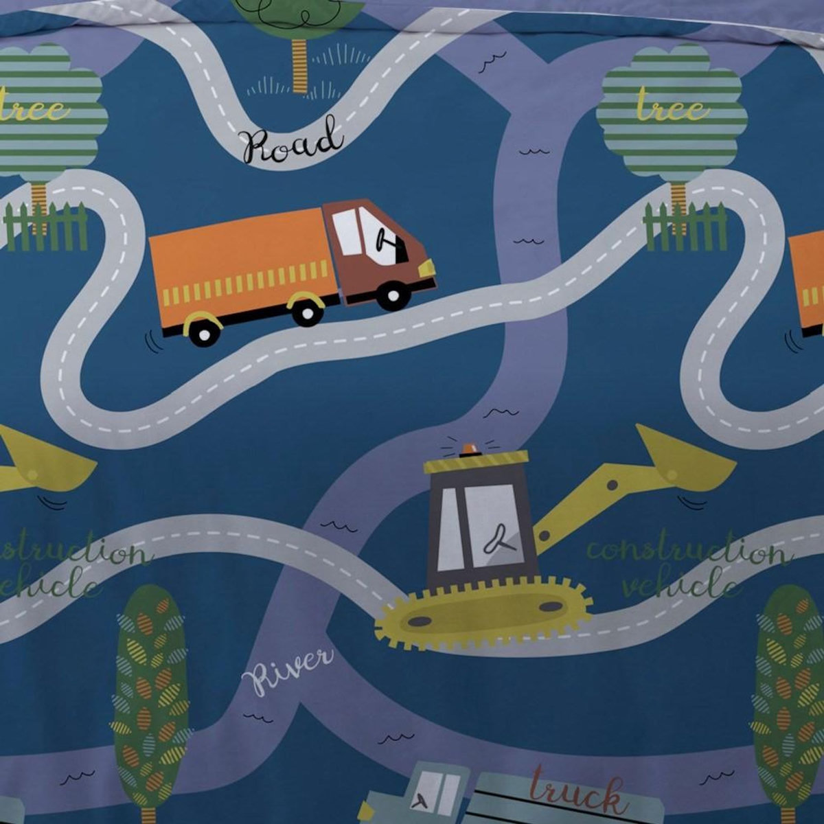 Dourev Housse de couette 140x200 Road + 1 taie d'oreiller