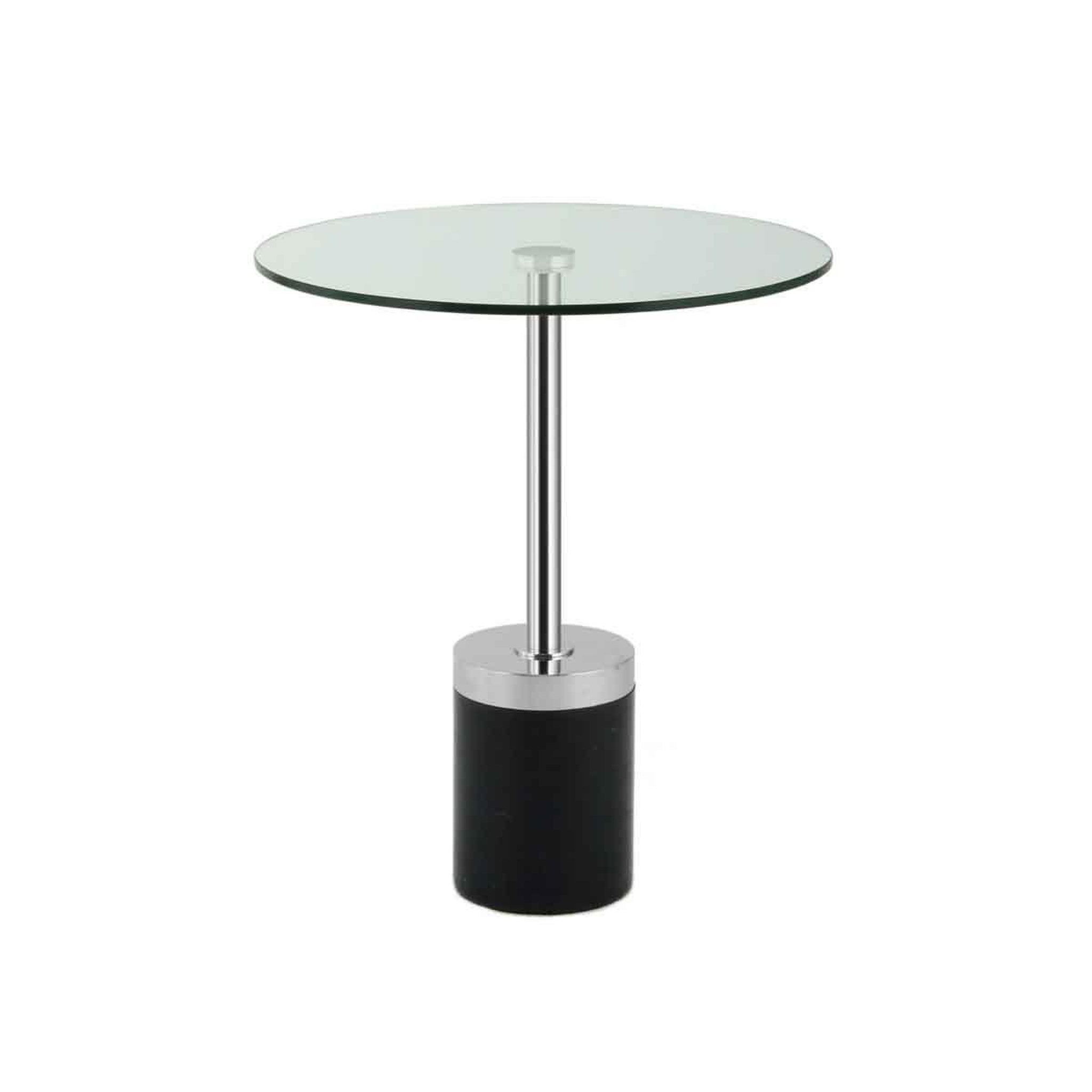 Voir la diapositive 2 : Paris Prix Table d'appoint en marbre  lana  53cm argent & noir