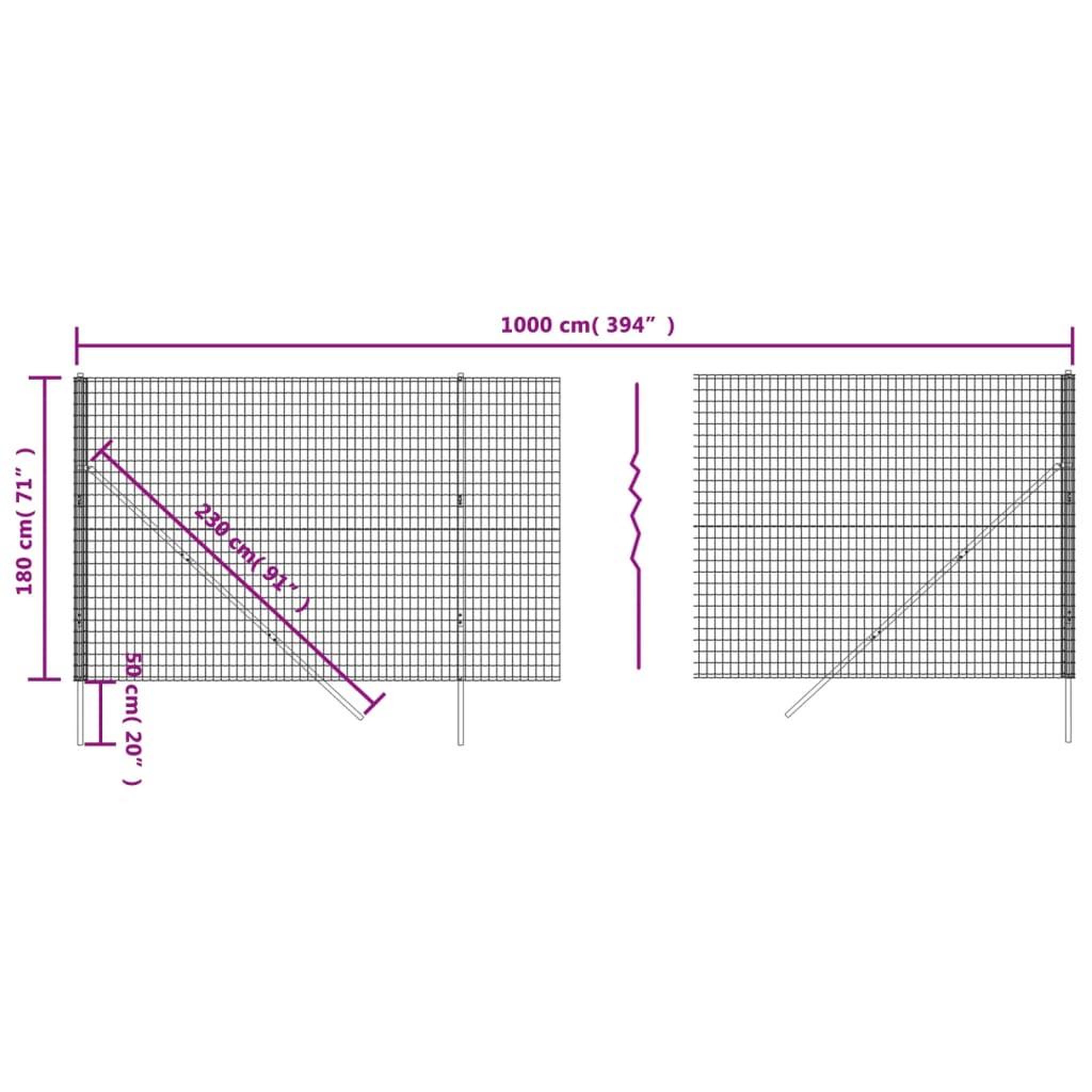 Voir la diapositive 6 : VIDAXL Cloture en treillis metallique anthracite 1,8x10 m
