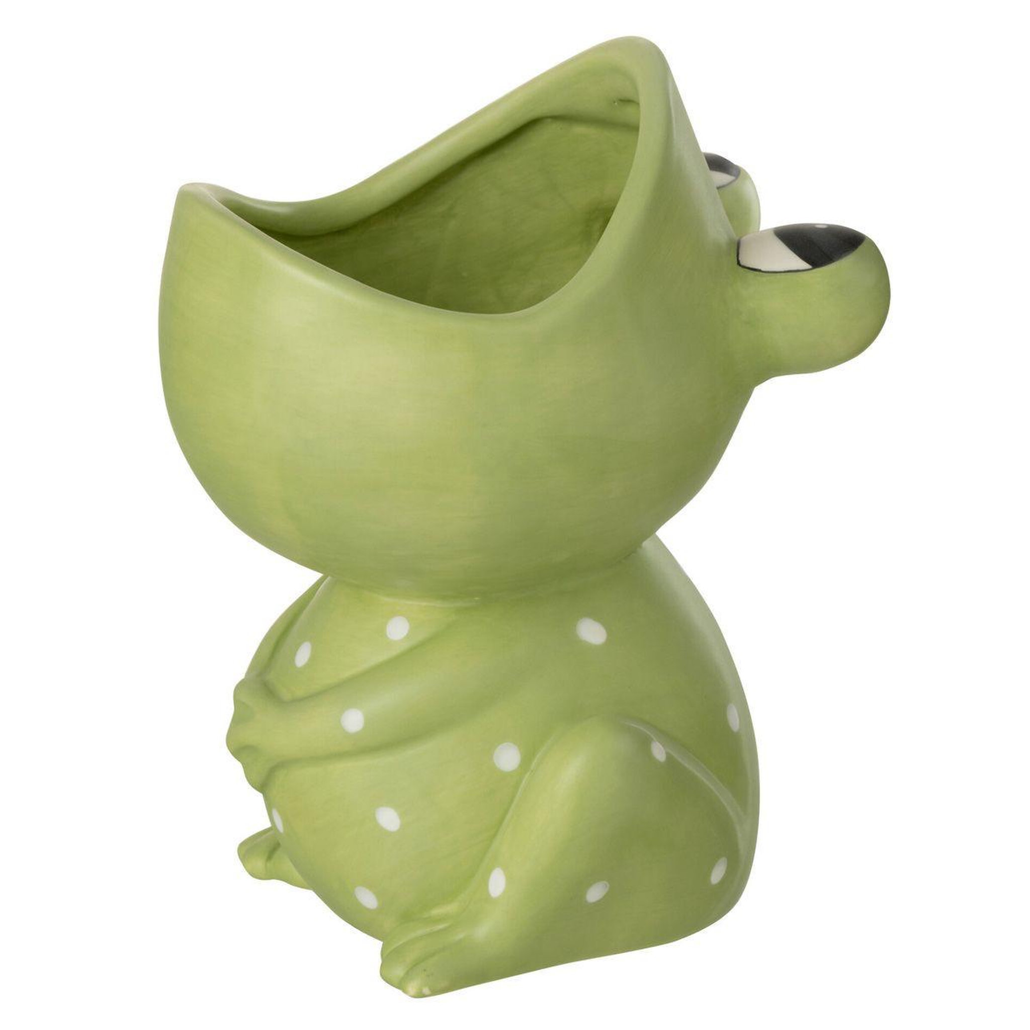 J-LINE Cache-Pot Déco en Dolomite  Grenouille  21cm Vert