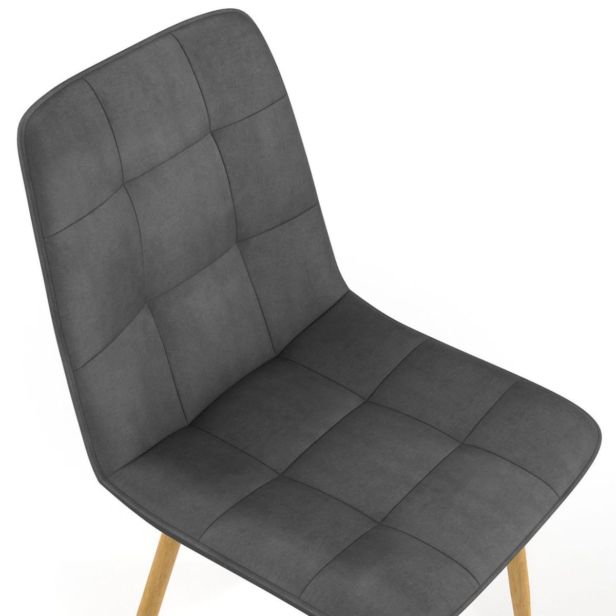 ID MARKET Lot de 6 chaises MILA en velours gris foncé pied effet bois pour salle à manger