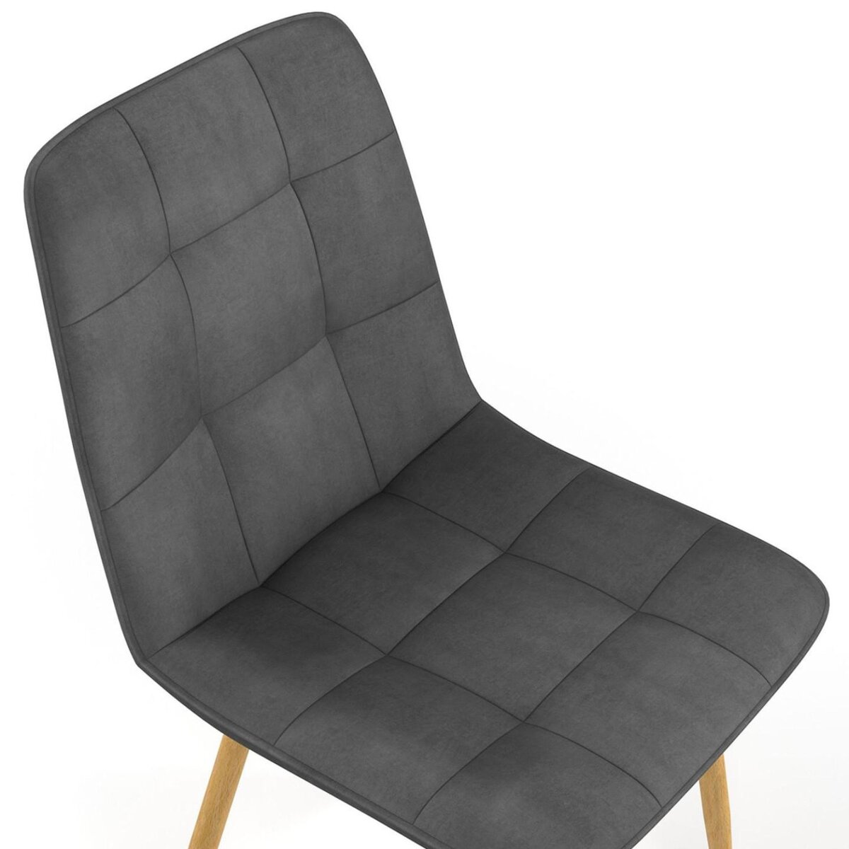 ID MARKET Lot de 6 chaises MILA en velours gris foncé pied effet bois pour salle à manger