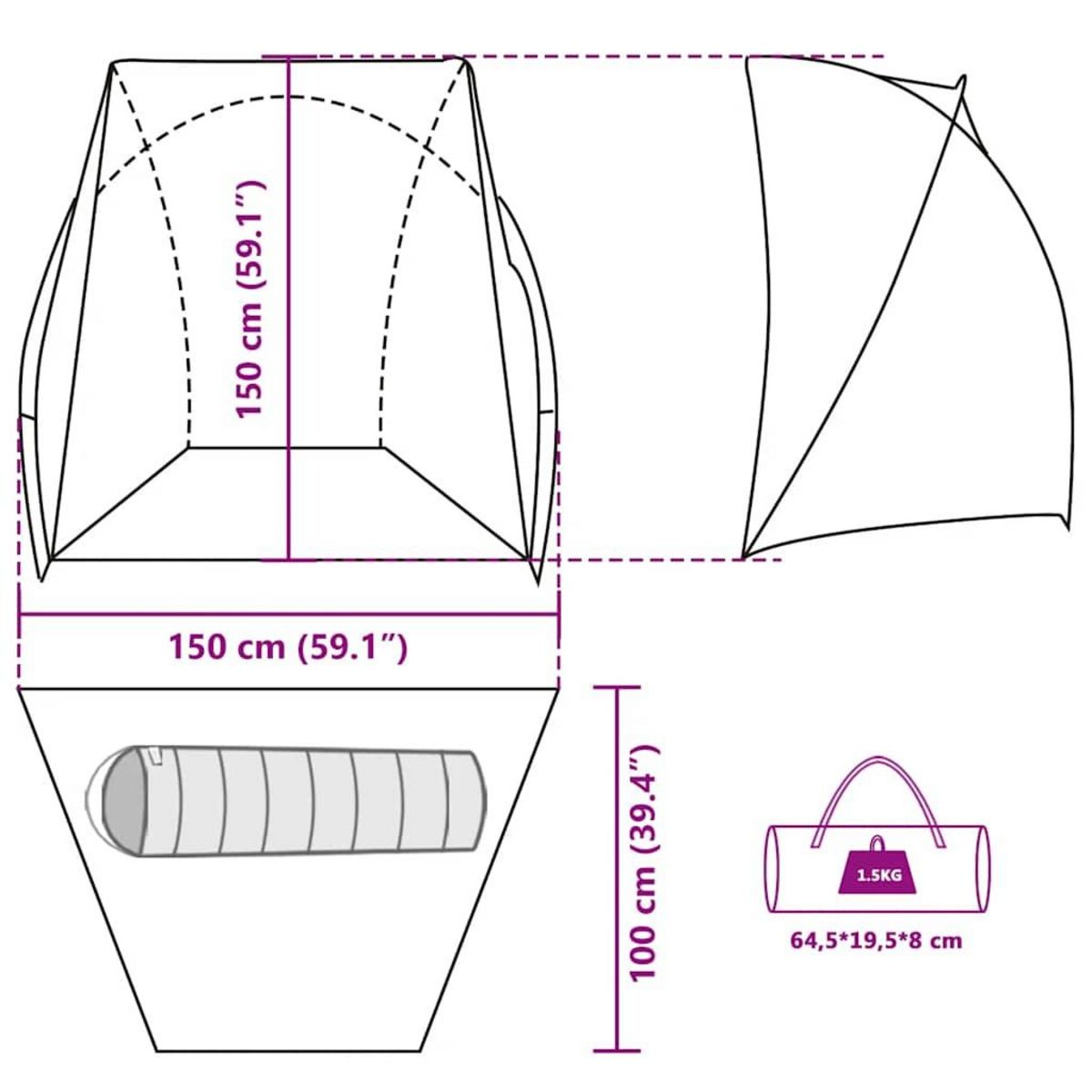 VIDAXL Tente de peche marron impermeable