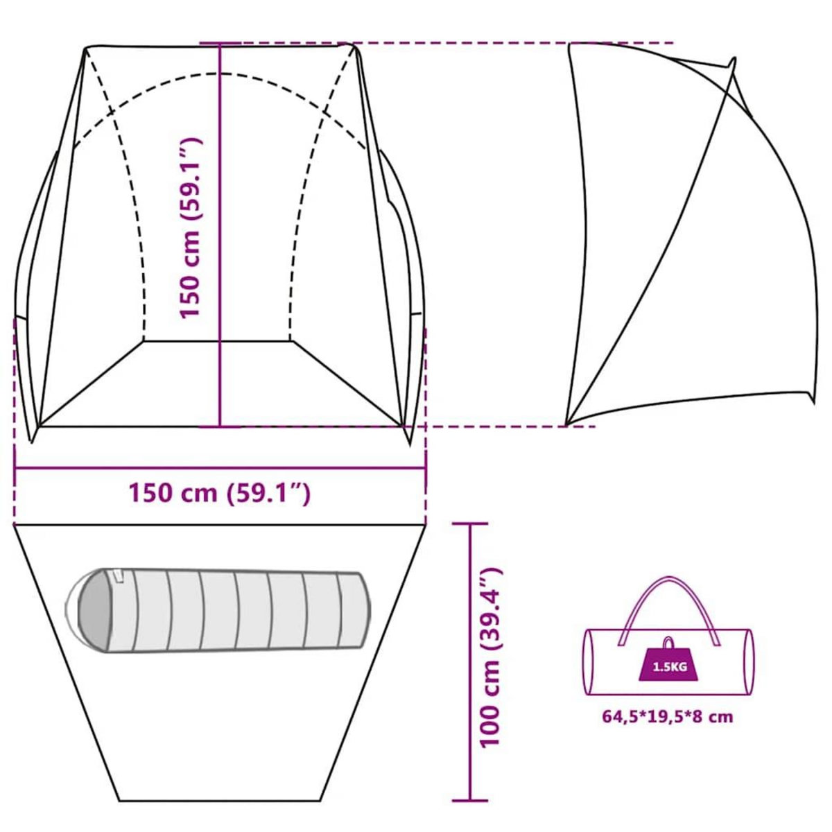 VIDAXL Tente de peche marron impermeable