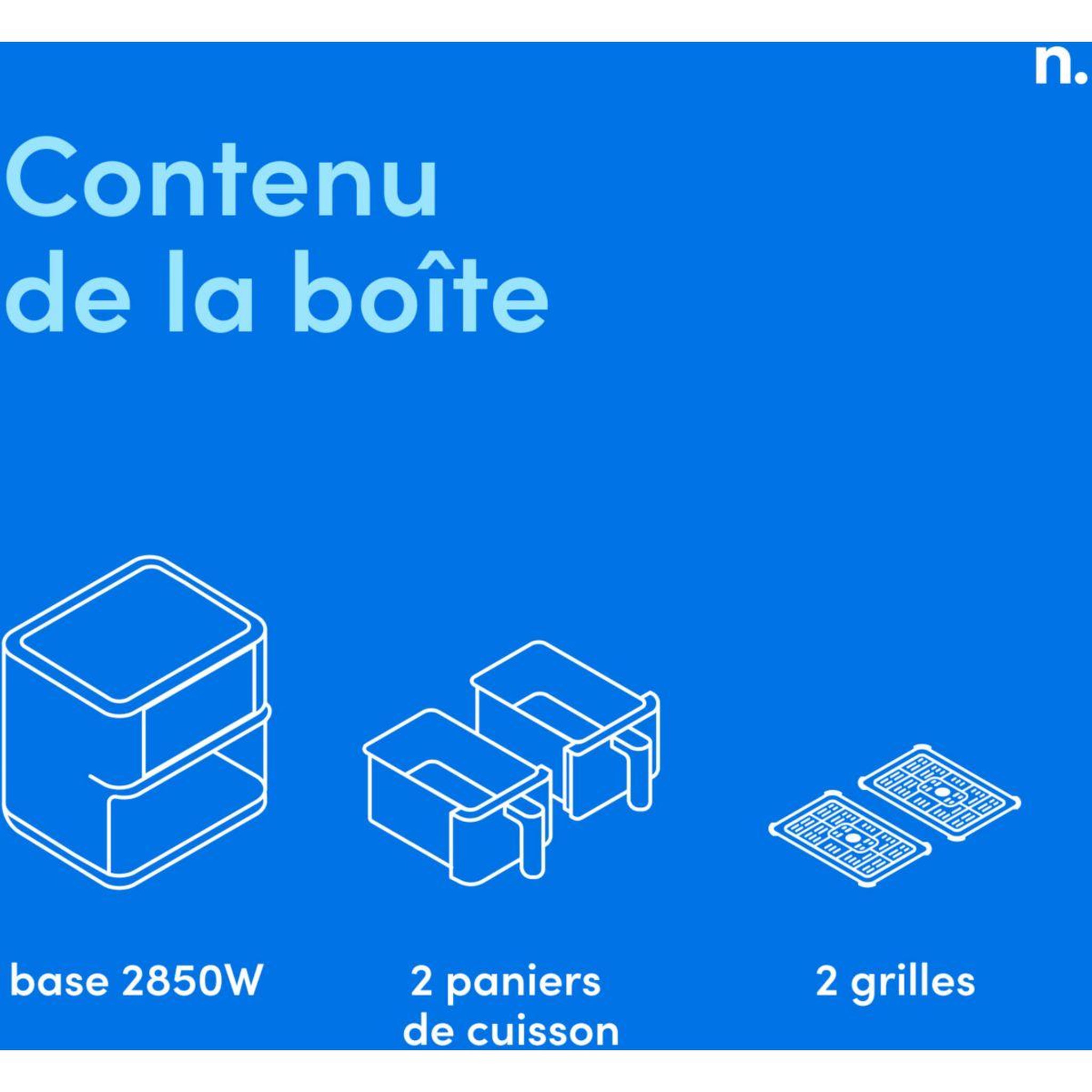 Voir la diapositive 4 : nutribullet Friteuse sans huile airfryer 8L double bac NBA081B