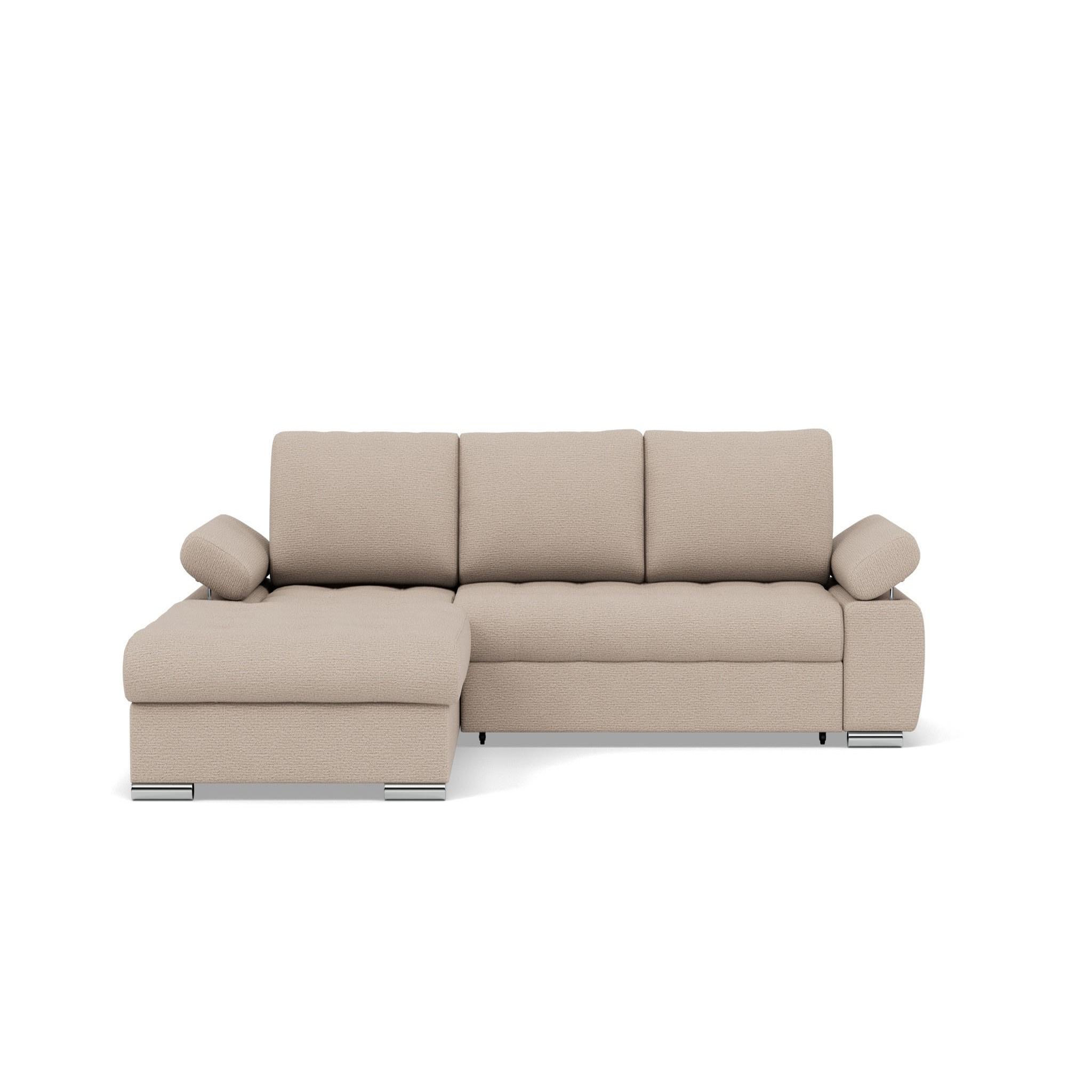 Voir la diapositive 1 : BEST MOBILIER Bianca - canapé d'angle gauche 4 places convertible avec coffre en tissu texturé