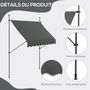 Voir la diapositive 6 : OUTSUNNY Store banne autoportant manuel rétractable 2,5L x 1,2l x 2,1-3H m inclinaison réglable métal alu polyester gris