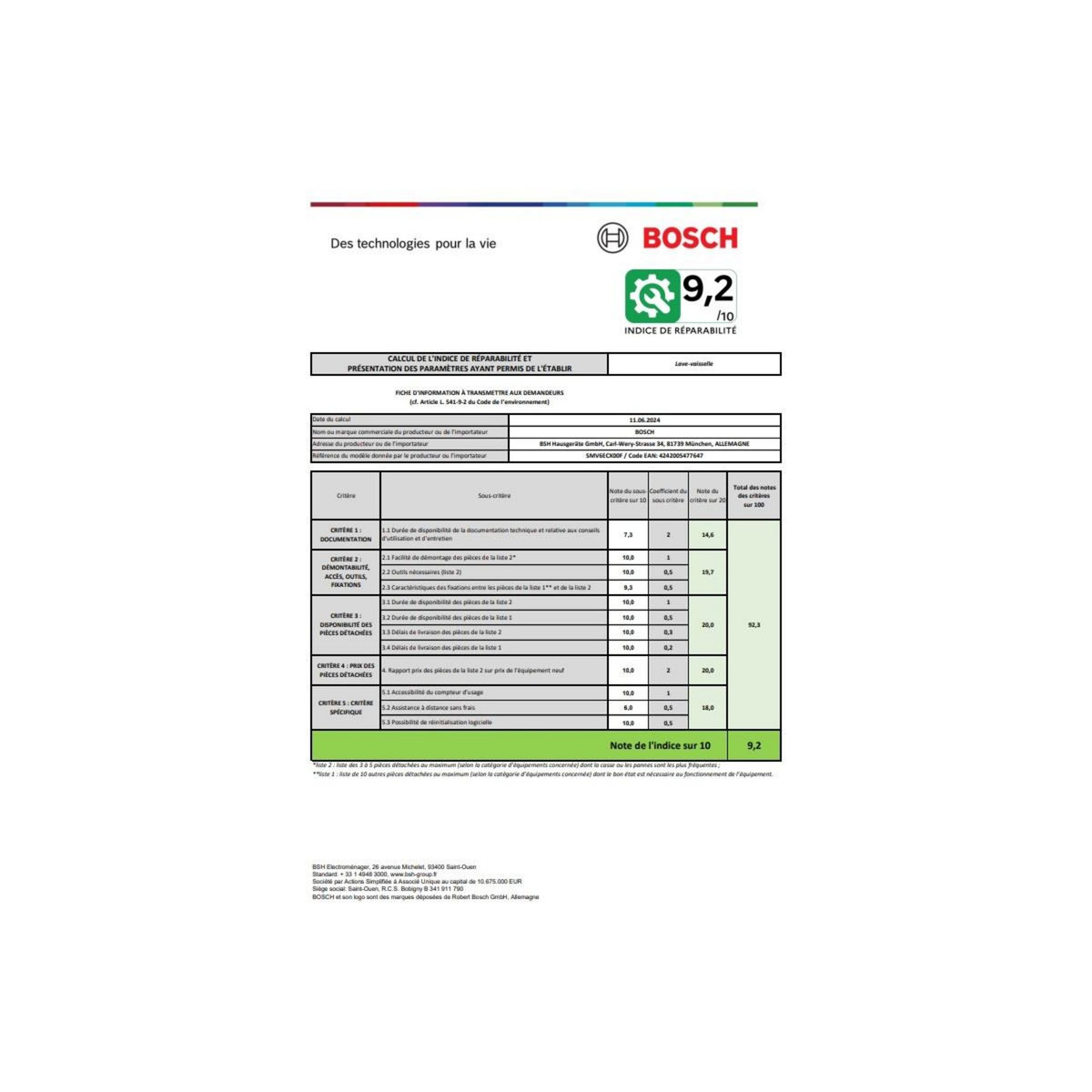 BOSCH Lave-vaisselle 60cm 14 couverts 42db intégrable tout intégrable - SMV6ECX00F