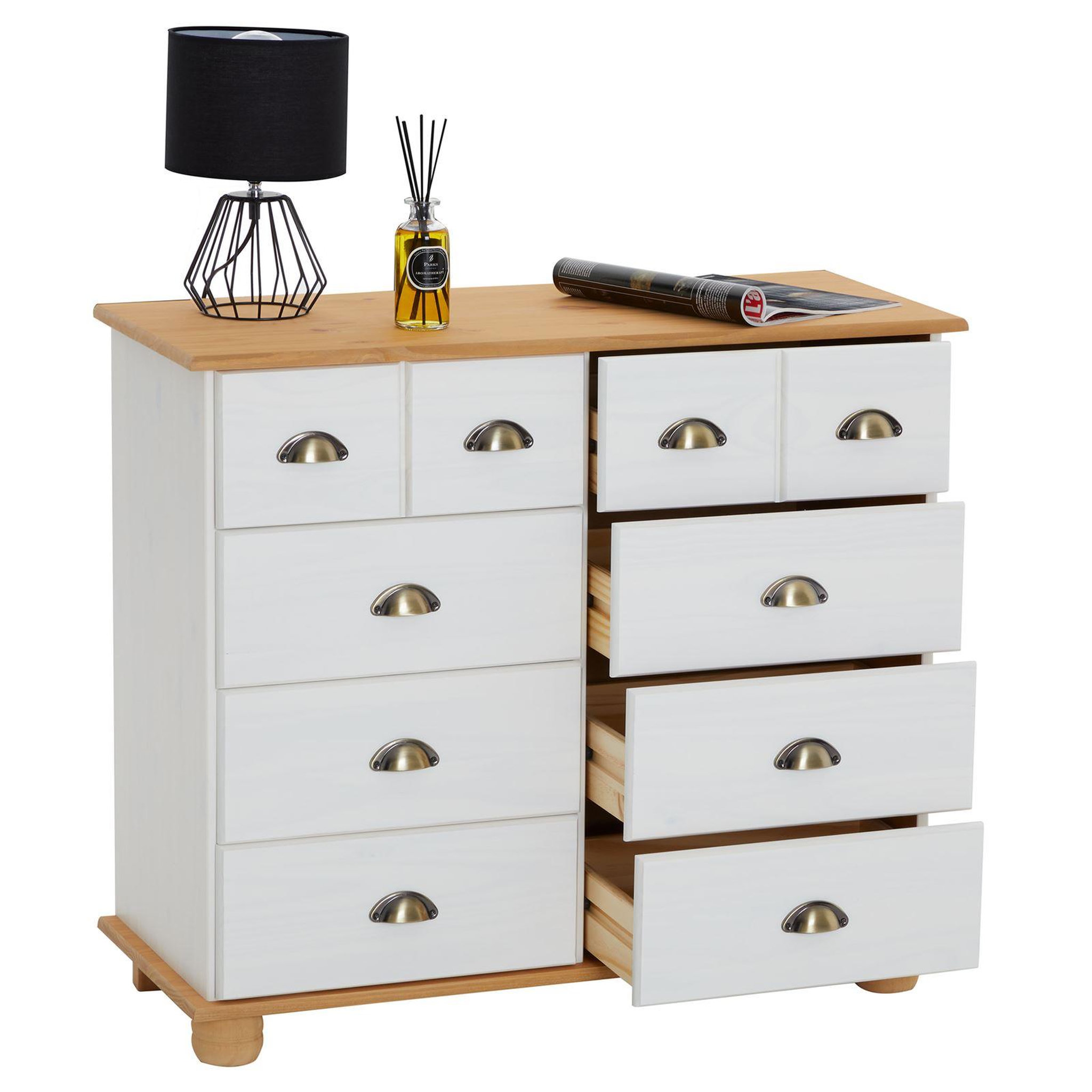 Voir la diapositive 5 : IDIMEX Commode apothicaire COLMAR en pin massif, 8 tiroirs