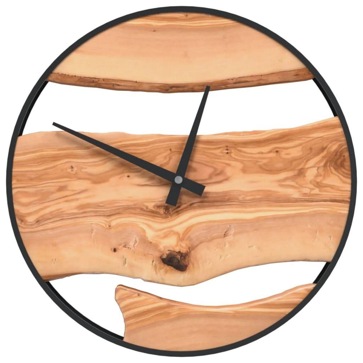 VIDAXL Horloge murale marron Ø35 cm fer et bois d'olivier