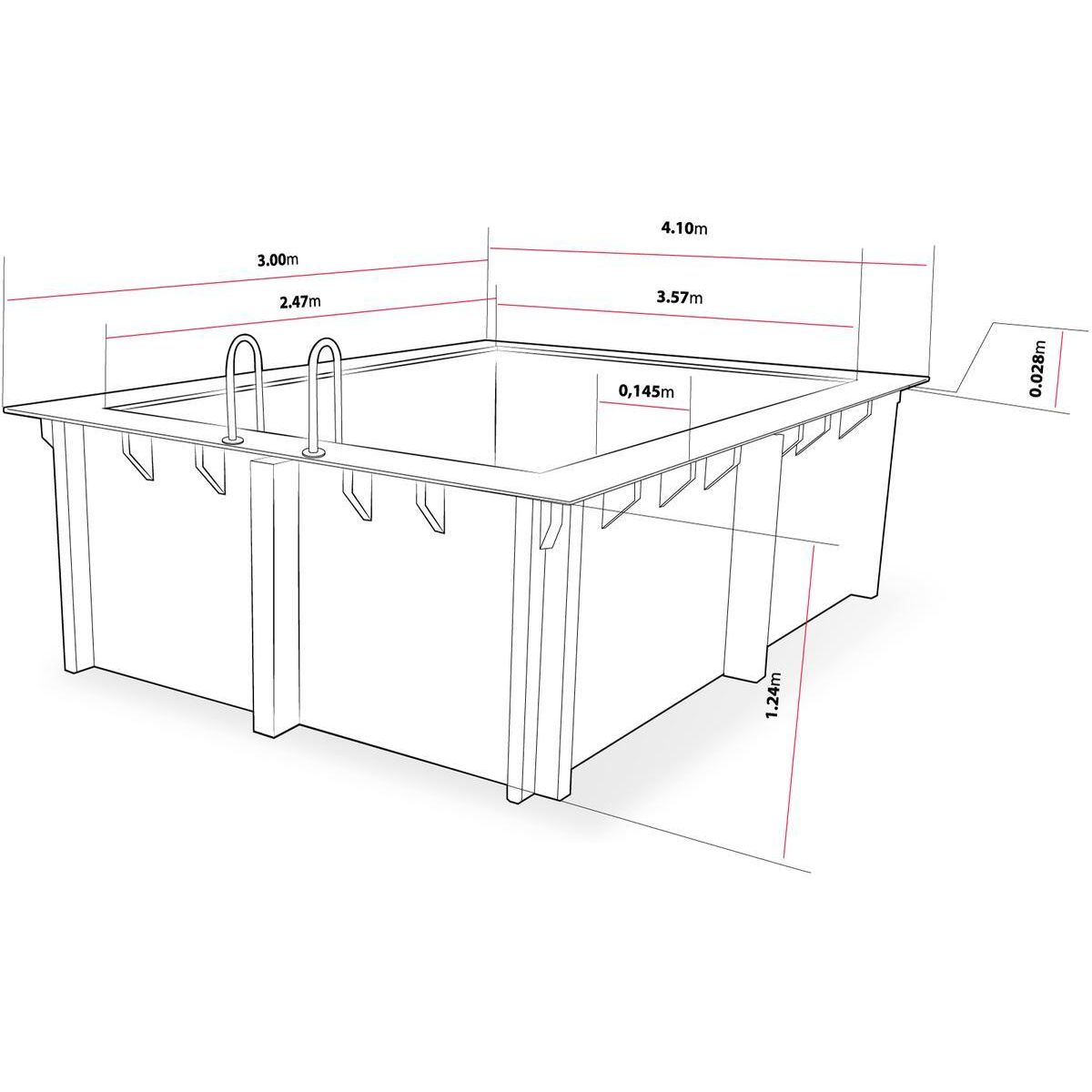 Habitat et Jardin Piscine bois rectangle   Caimans 120    - 4.10 x 3.00 x 1.24  m