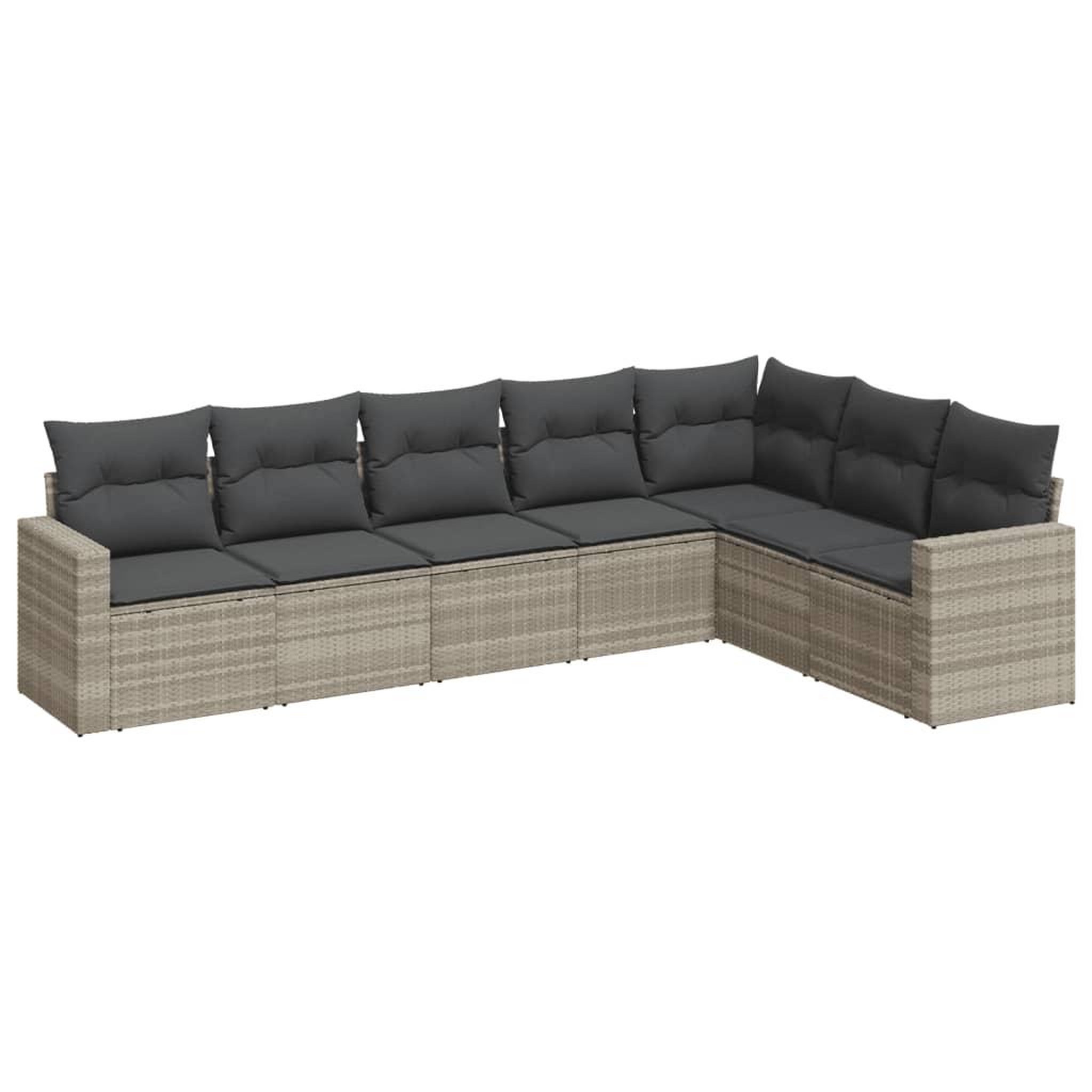 Voir la diapositive 2 : VIDAXL Salon de jardin avec coussins 7 pcs gris clair resine tressee