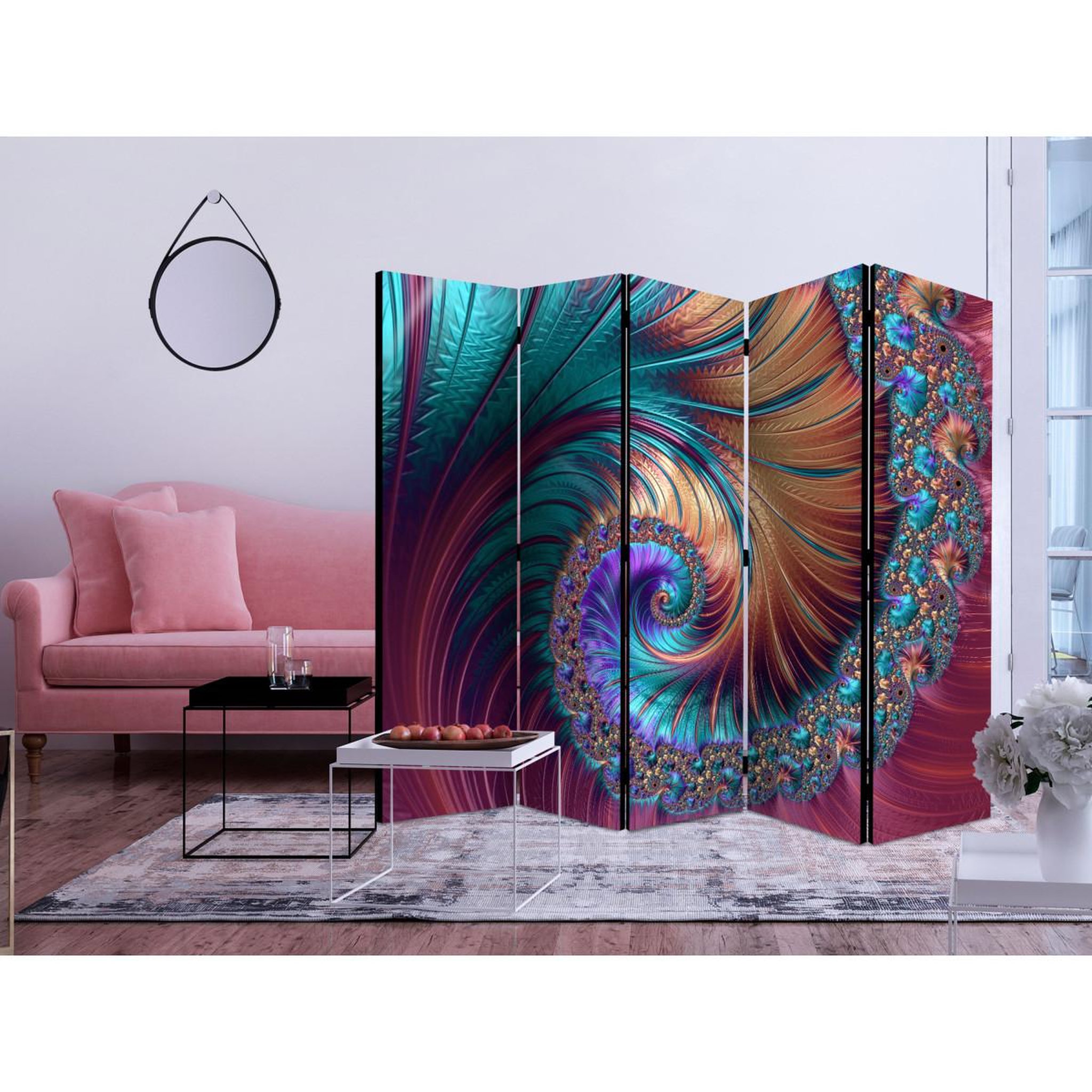 Voir la diapositive 2 : Paris Prix Paravent 5 volets  peacock tail  172x225cm