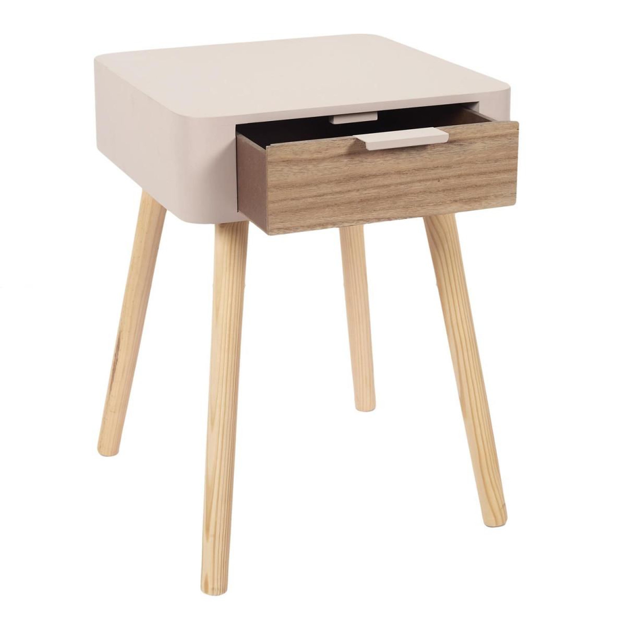 Voir la diapositive 3 : The Home Deco Factory Table de chevet 1 tiroir  bois  48cm rose
