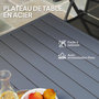 Voir la diapositive 4 : OUTSUNNY Table à manger de jardin 4 personnes dim. 80 x 80 x 74 cm plateau à lattes acier époxy gris