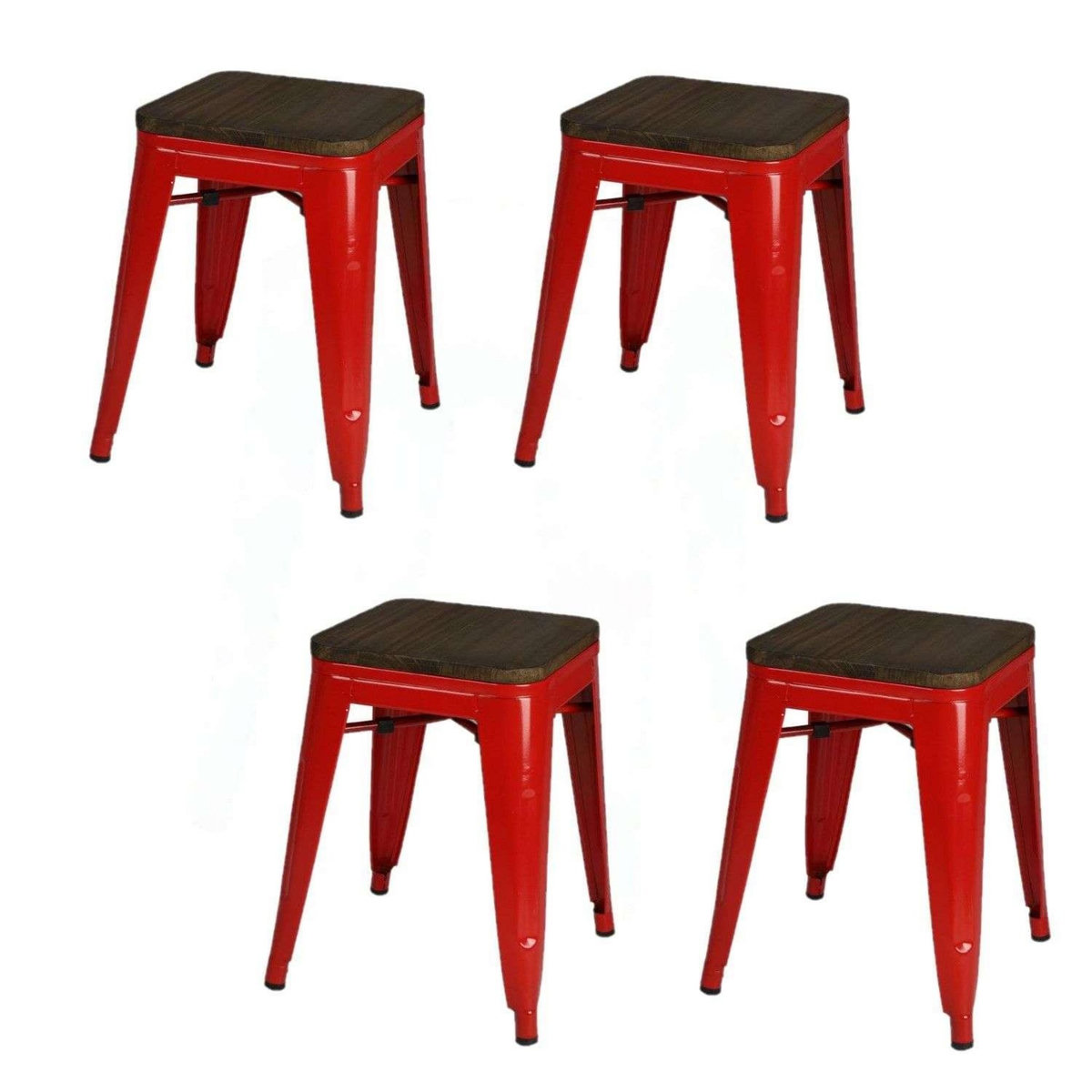 DIVERS Lot de 4 tabourets vintage Liv H46 cm - Rouge